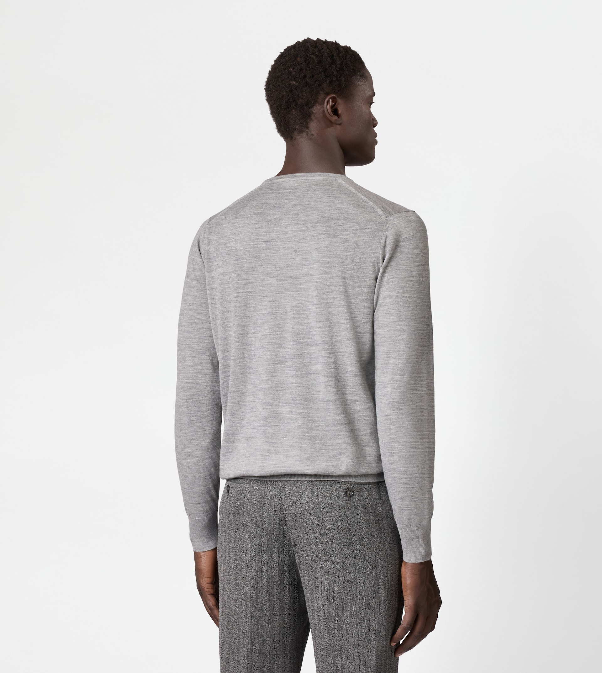 ROUND-NECK PULLOVER IN T15 WOOL - BEIGE - 3