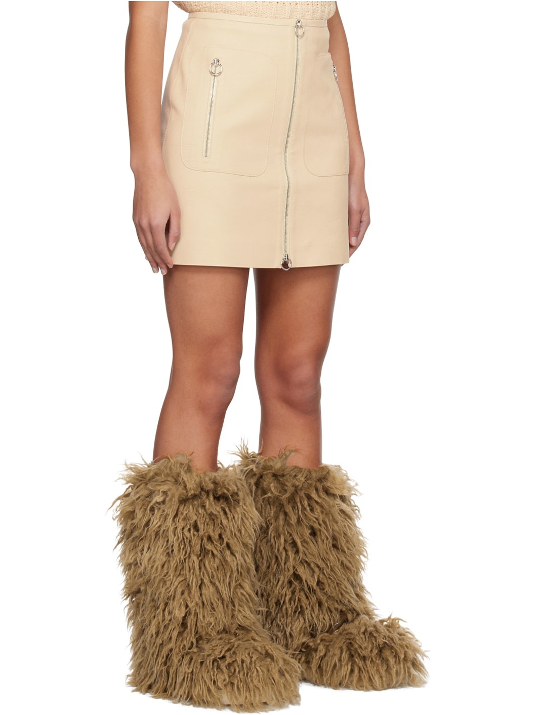 Off-White Zip Faux-Leather Miniskirt - 2