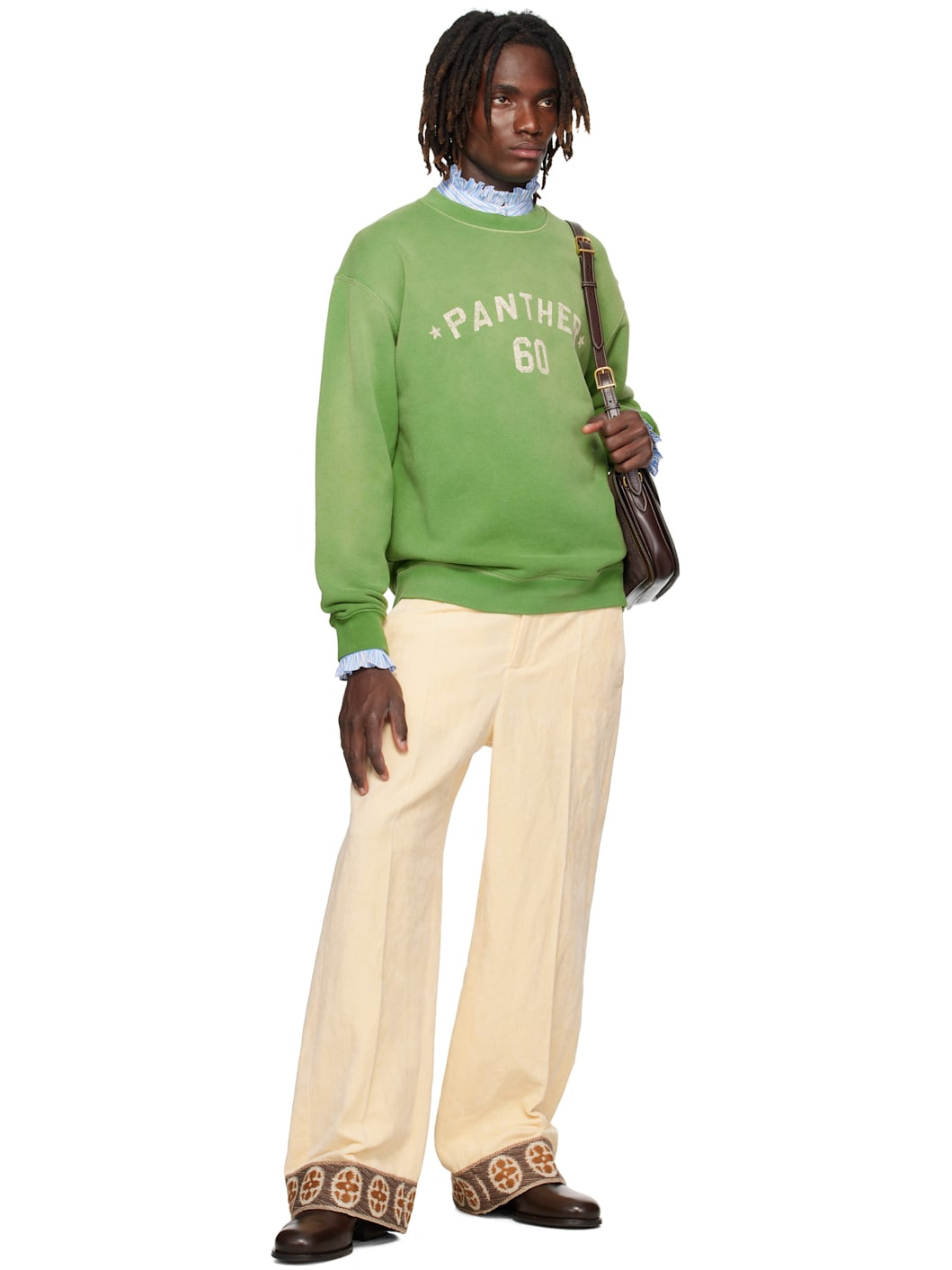 Green 'Chez Valentino' Print Cotton Sweatshirt - 4