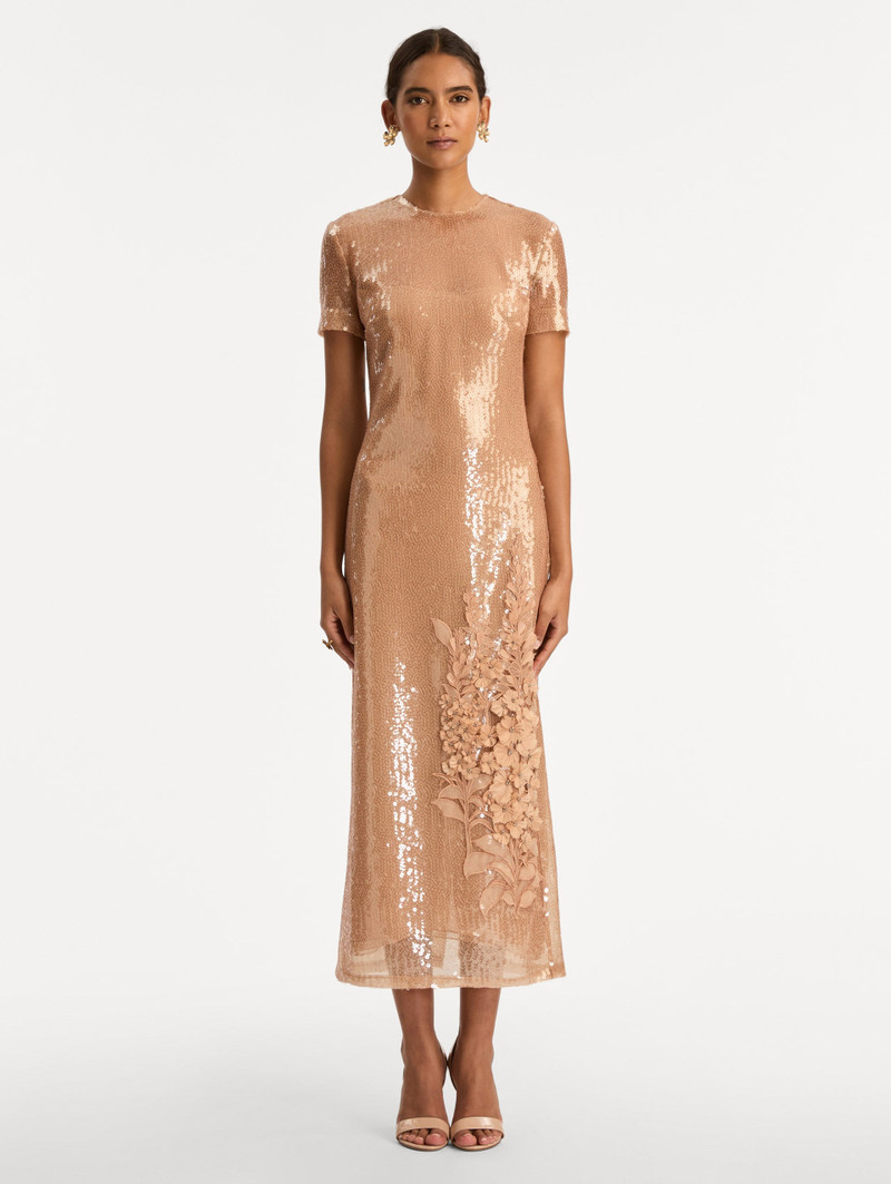 Oscar de la Renta FOXGLOVE EMBROIDERED SEQUIN TULLE DRESS outlook