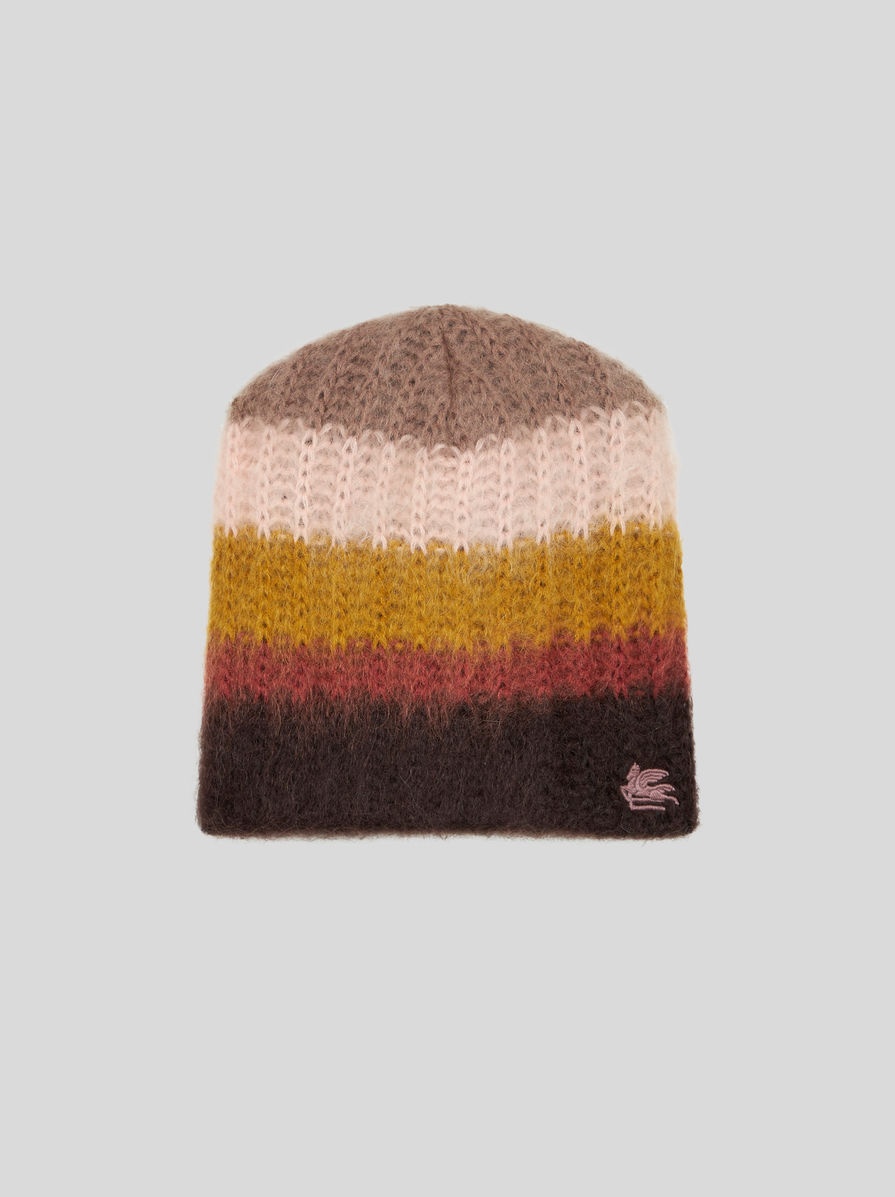 STRIPED MOHAIR BERET - 1