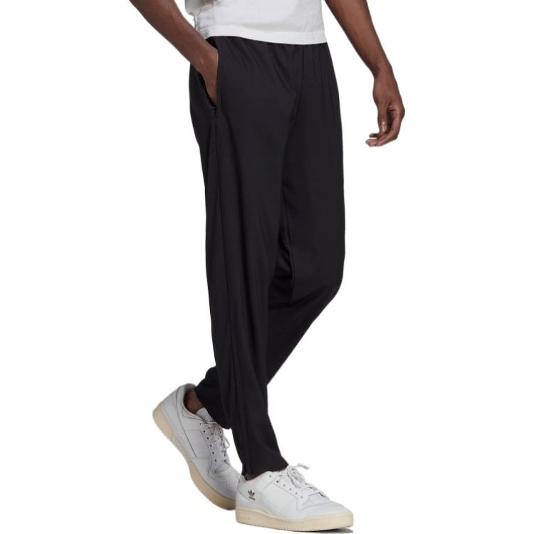 Men's adidas SS22 Solid Color Zipper Pants Elastic Waistband Sports Pants/Trousers/Joggers Black H57 - 3