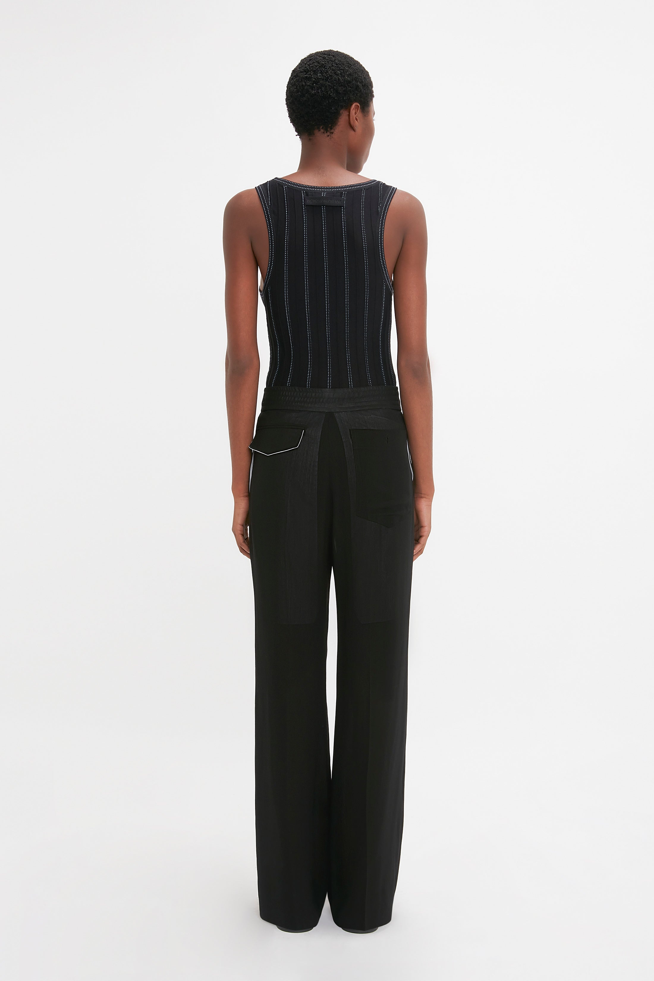 Fine Knit Vertical Stripe Tank In Black-Blue - 4