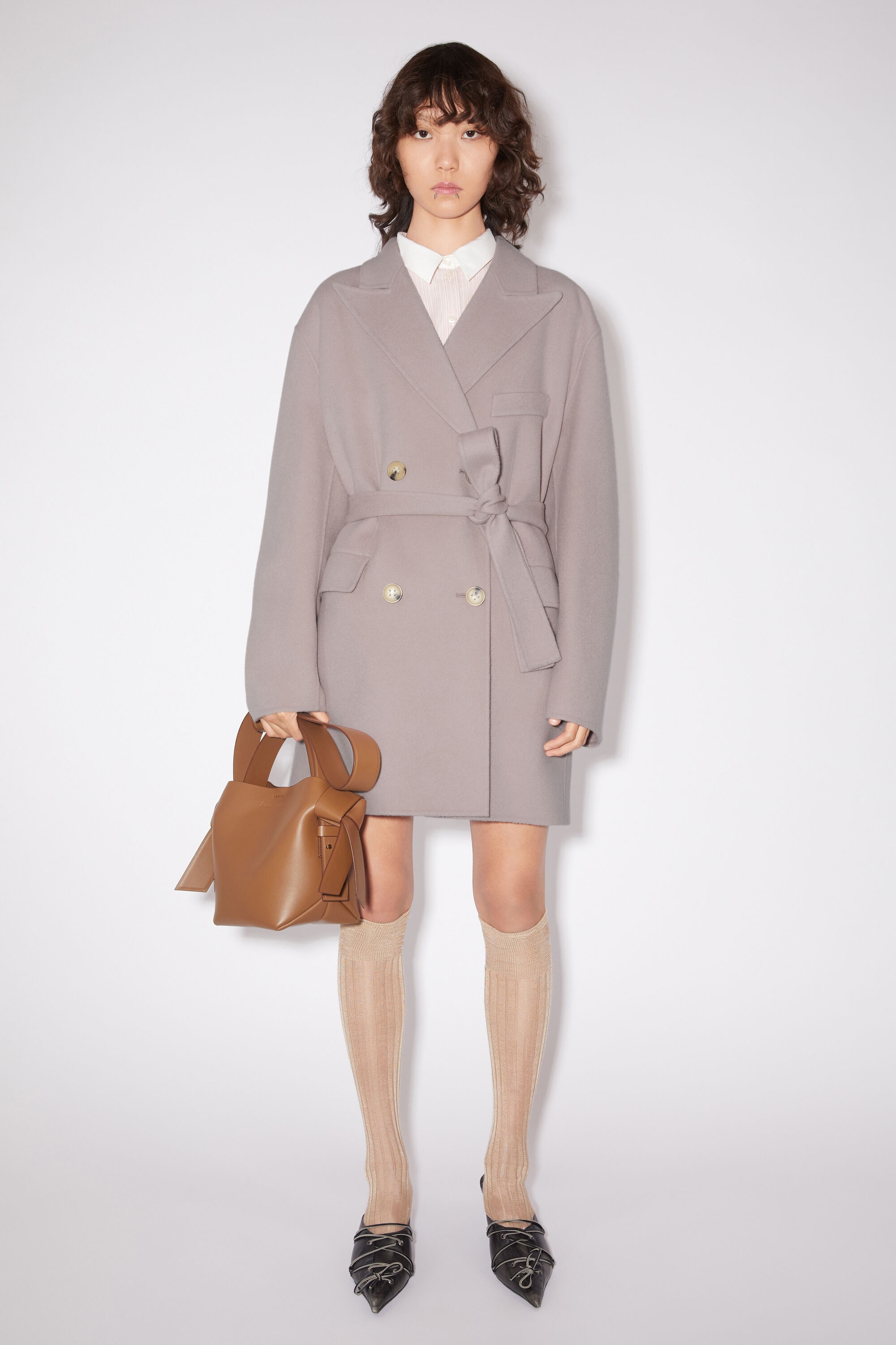 Double-breasted belted jacket - Dusty lilac - 2
