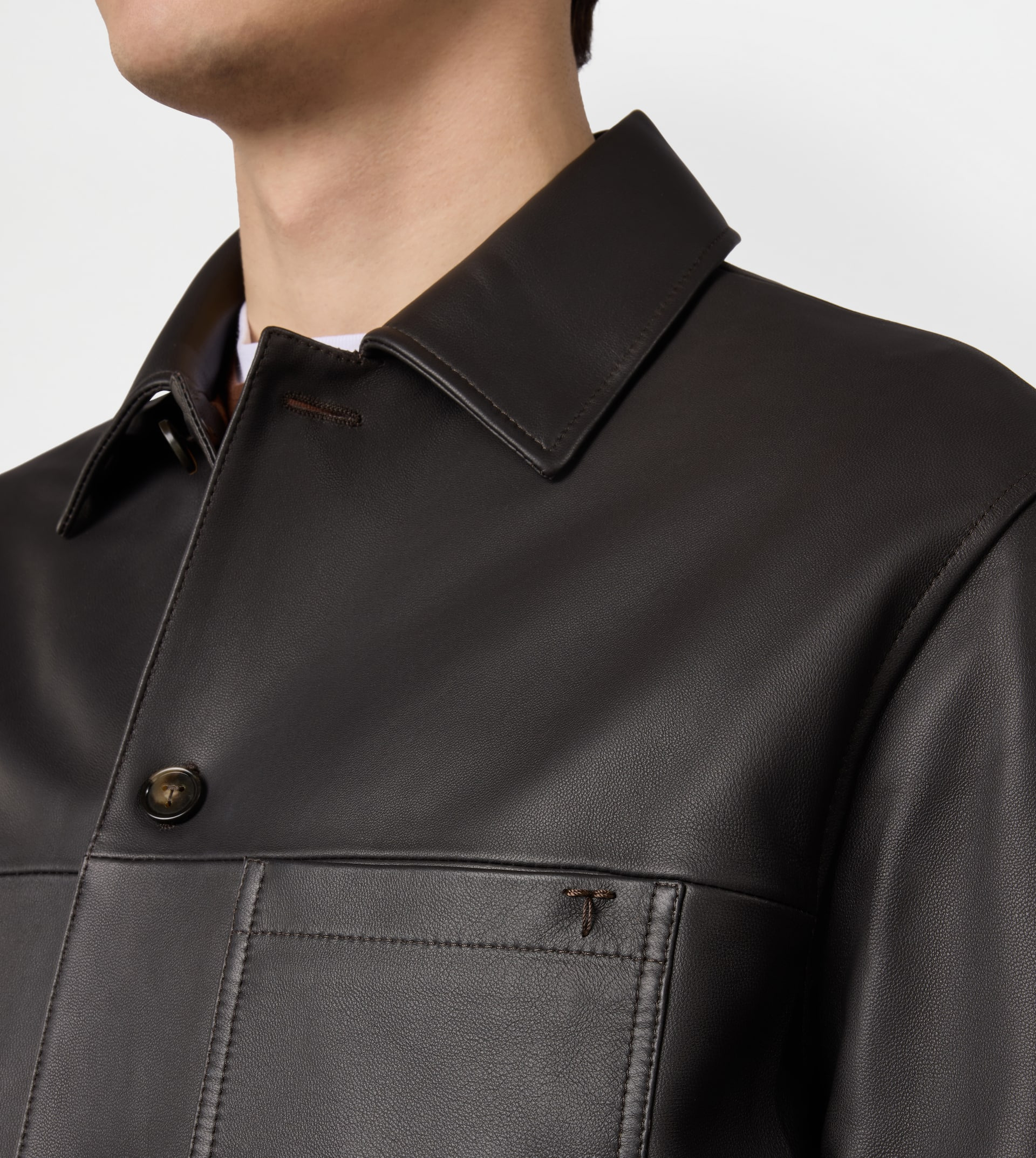 OVERSHIRT IN NAPPA LEATHER - BROWN - 6