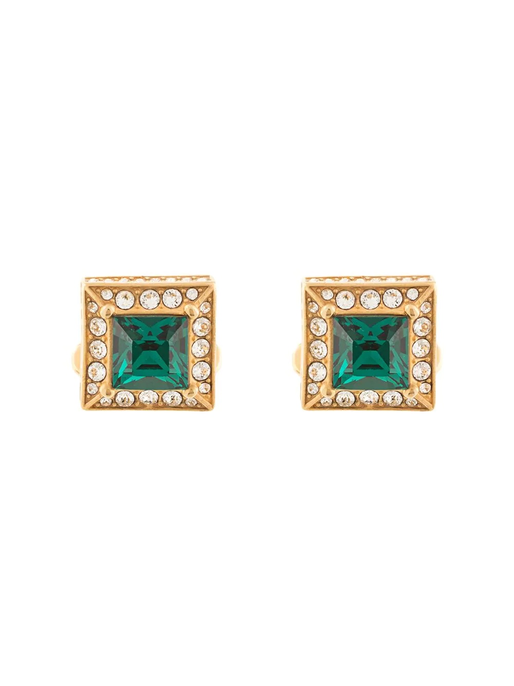 square rhinestone-embellished cufflinks - 1