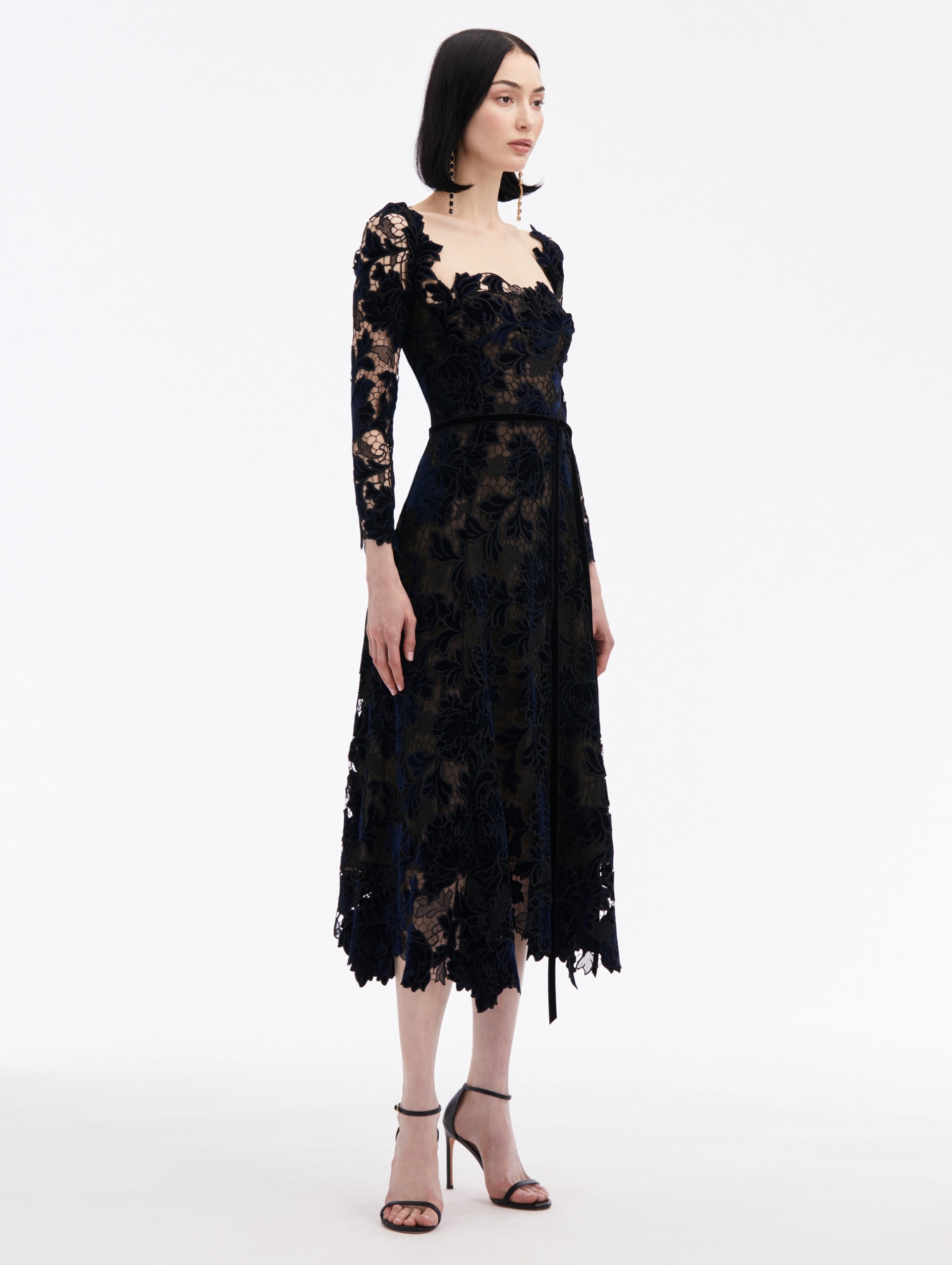 PEONY VELVET GUIPURE DRESS - 3