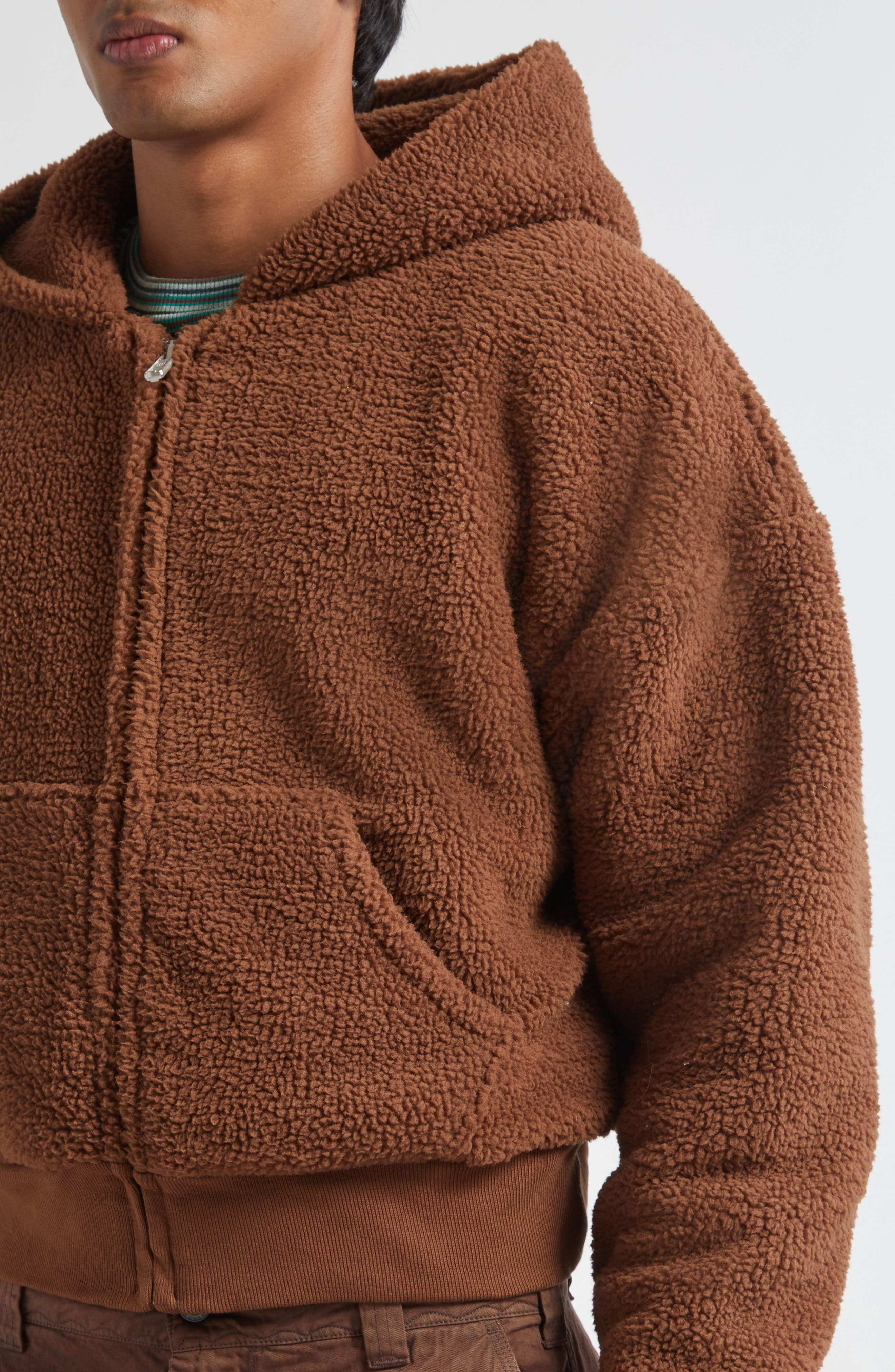 ERL Gender Inclusive Terry Fleece Zip Hoodie in Brown at Nordstrom - 6
