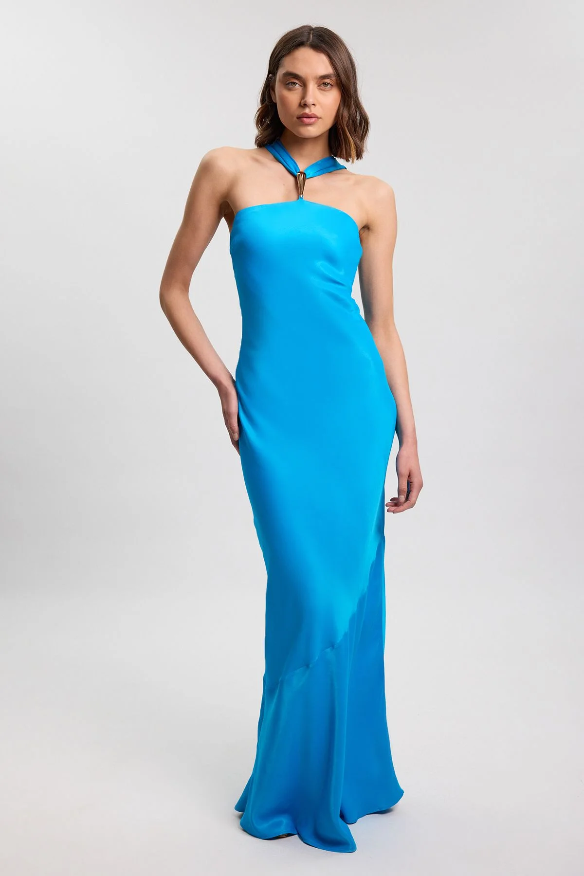 casual beach dress for wedding Classic Long Sleevess Backless Lace Beach Simple Summer Bridal Gowns Online For work Sleeve Pink And Blue statement bridesmaid dress Silk Satin Colors:Blue 785