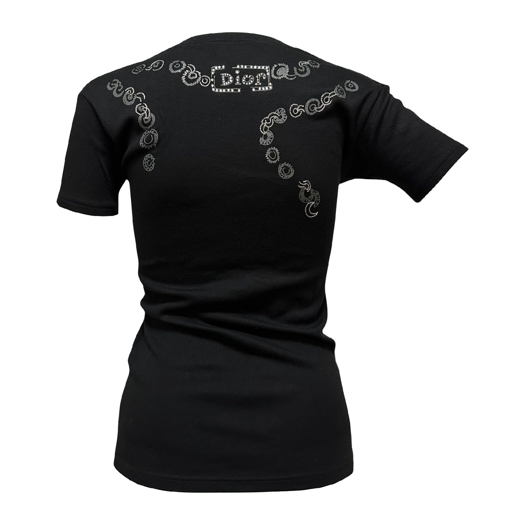 CHRISTIAN DIOR Fall Winter 2004 Couture Embellished Necklace Detail V-neck T-Shirt - 2