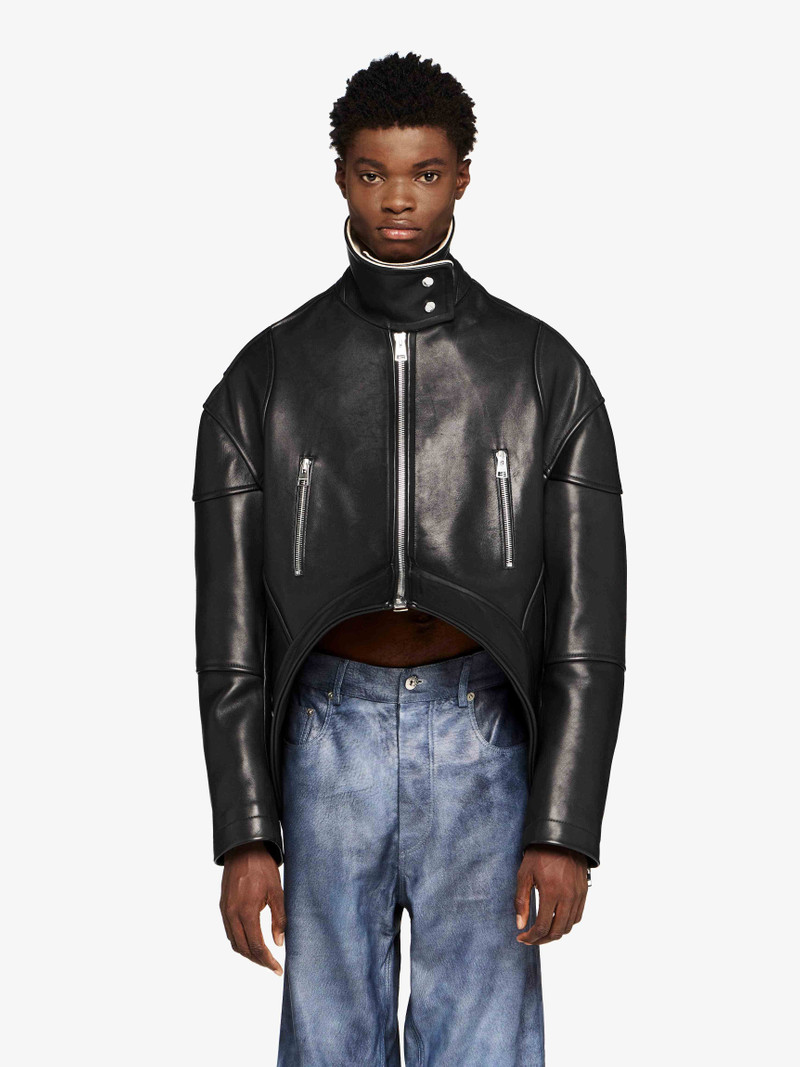 JW Anderson CURVED LEATHER HEM HIGH NECK JACKET outlook