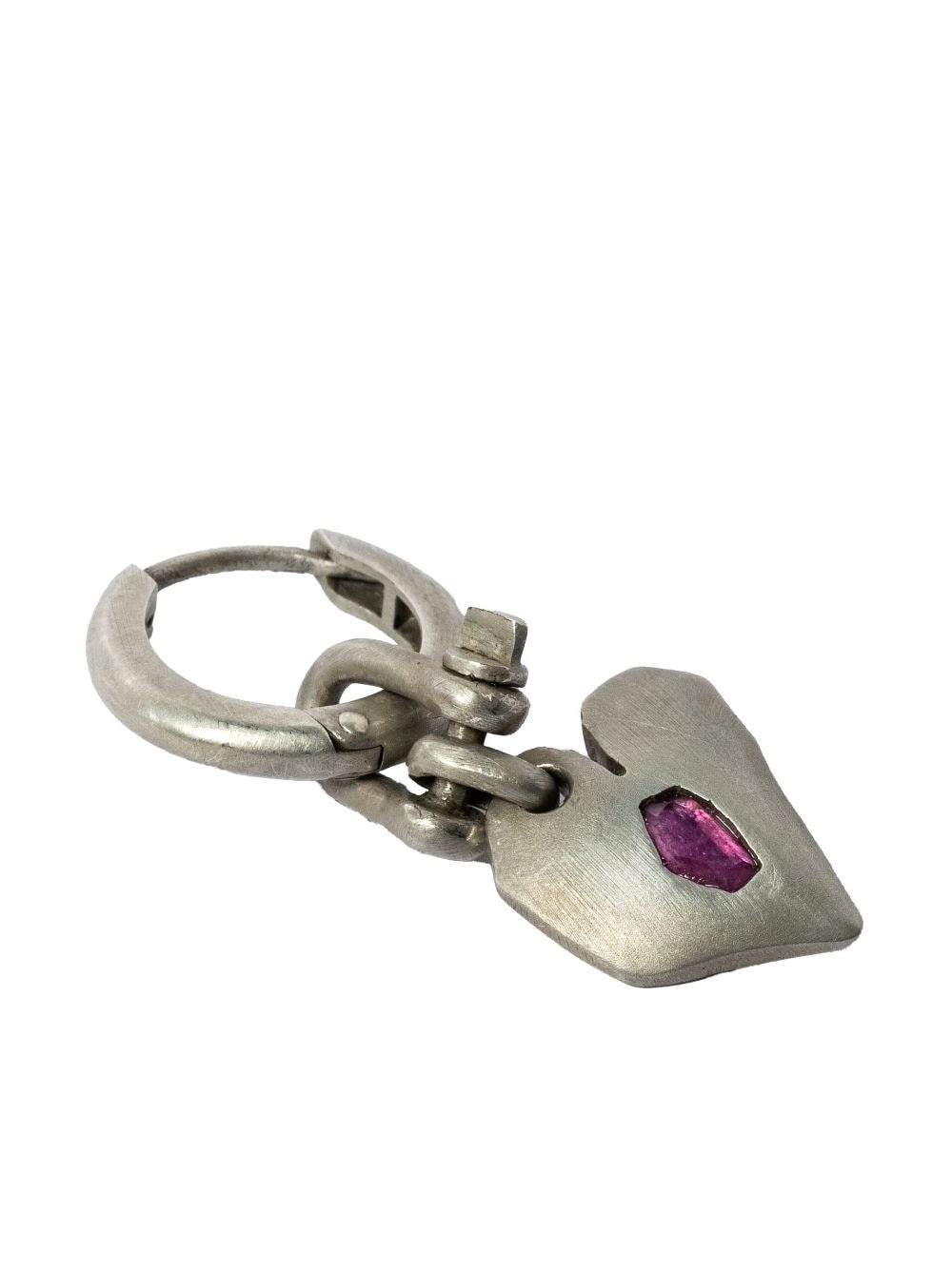 Jazz's Solid Heart sterling silver and ruby drop earring - 2