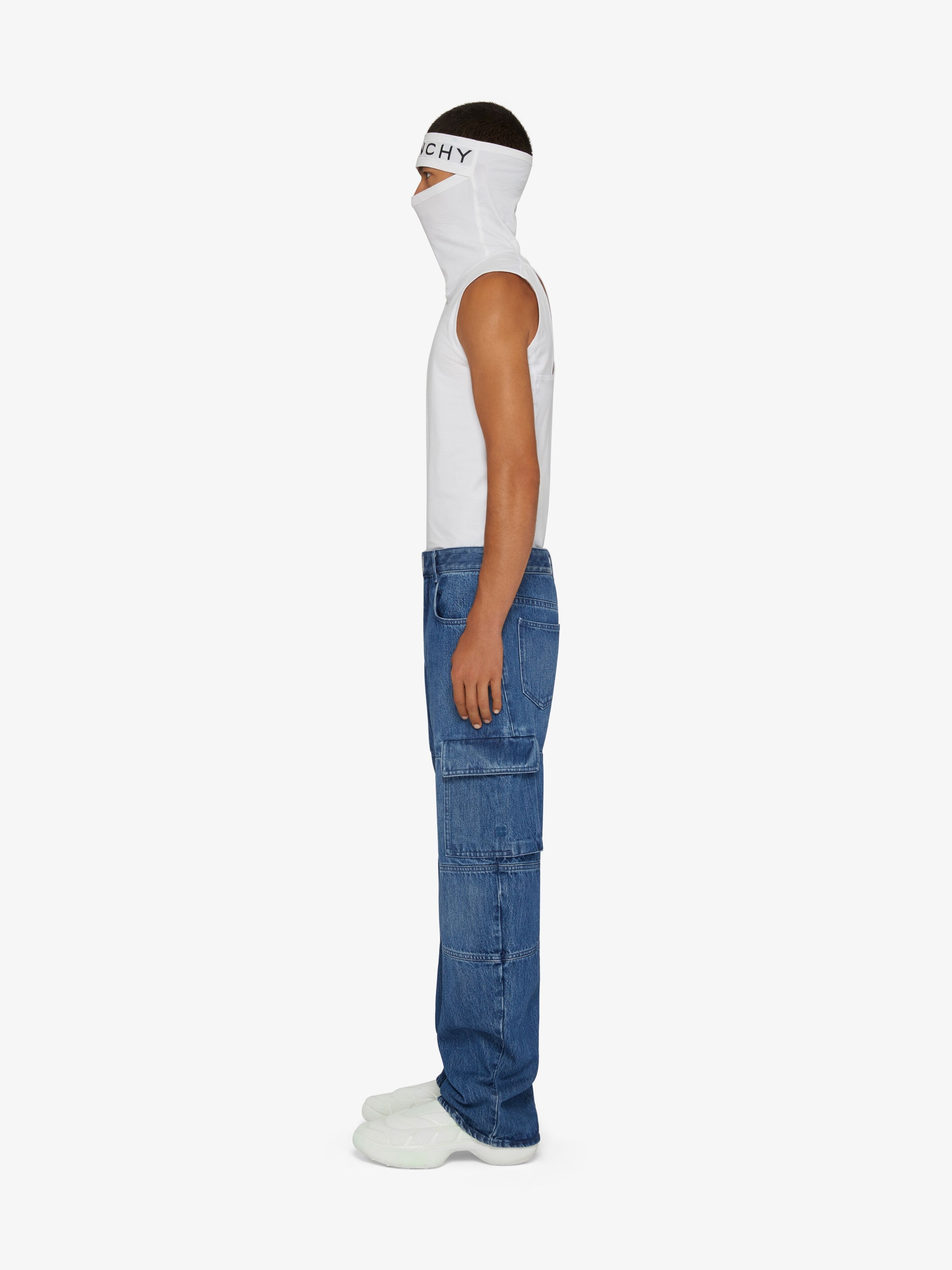 MULTICUTTED DENIM CARGO PANT - 3