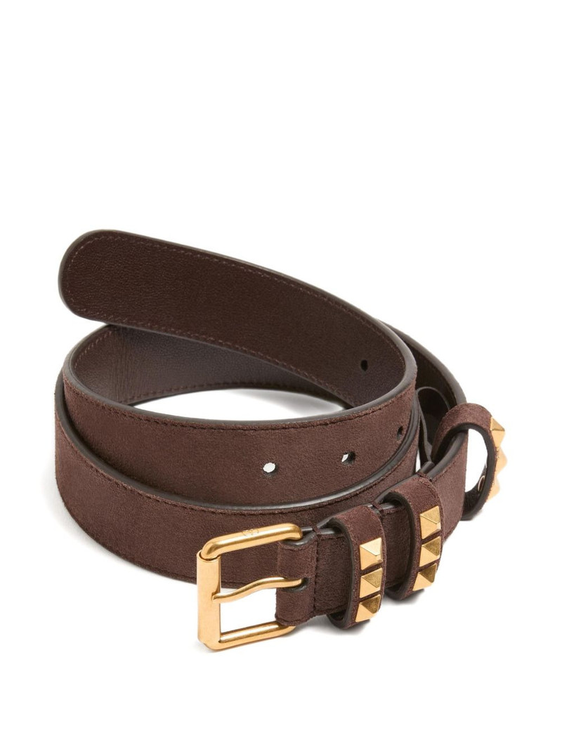 Valentino Rockstud-embellished suede belt outlook