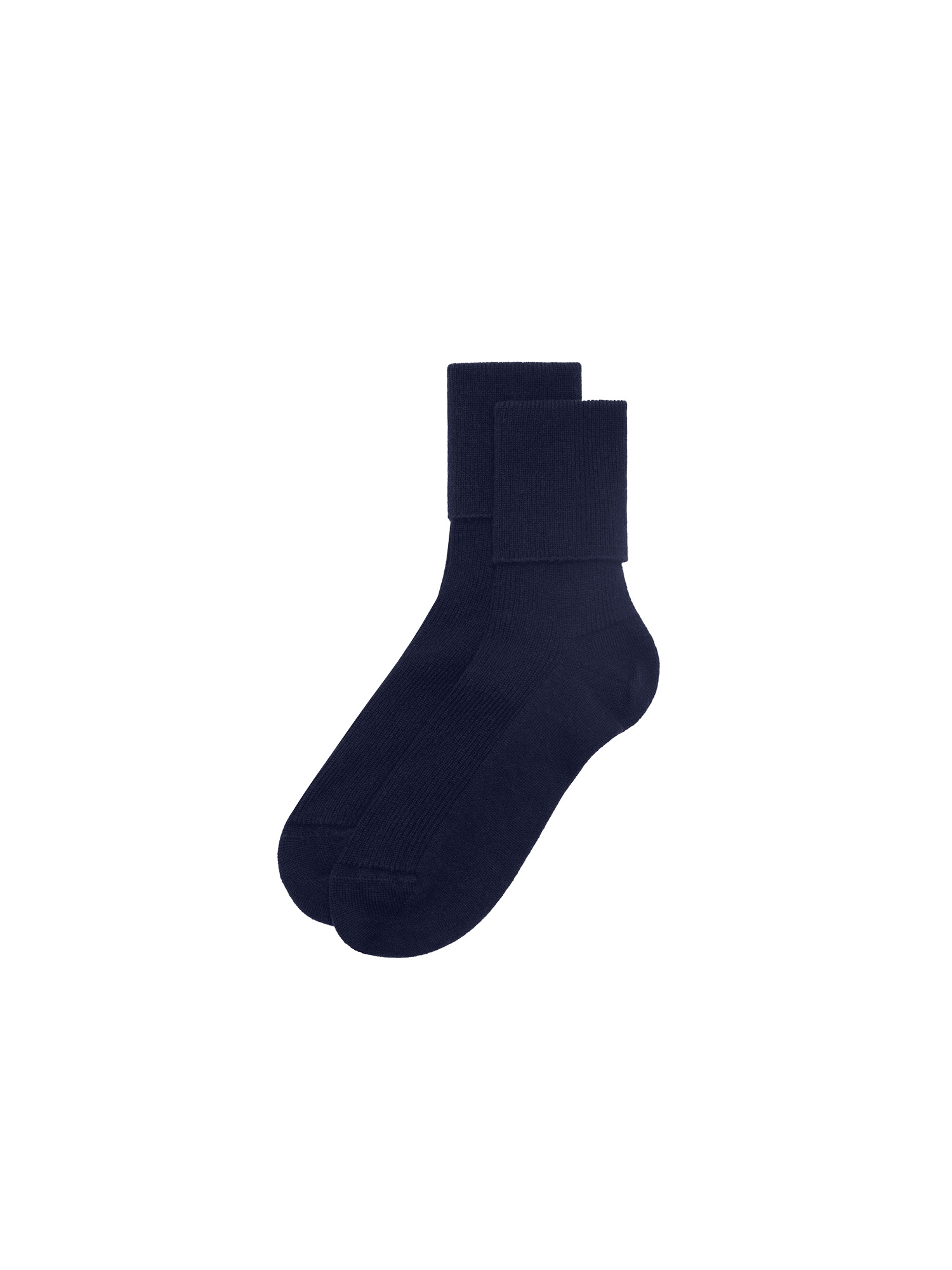 Cashmere Ribbed Ankle Socks - Dark Navy - 2