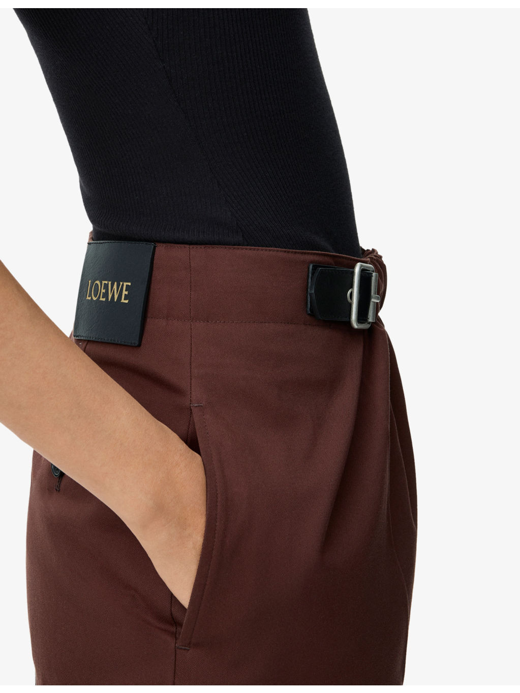 Cropped Belted Cotton-Silk Blend Trousers - 5