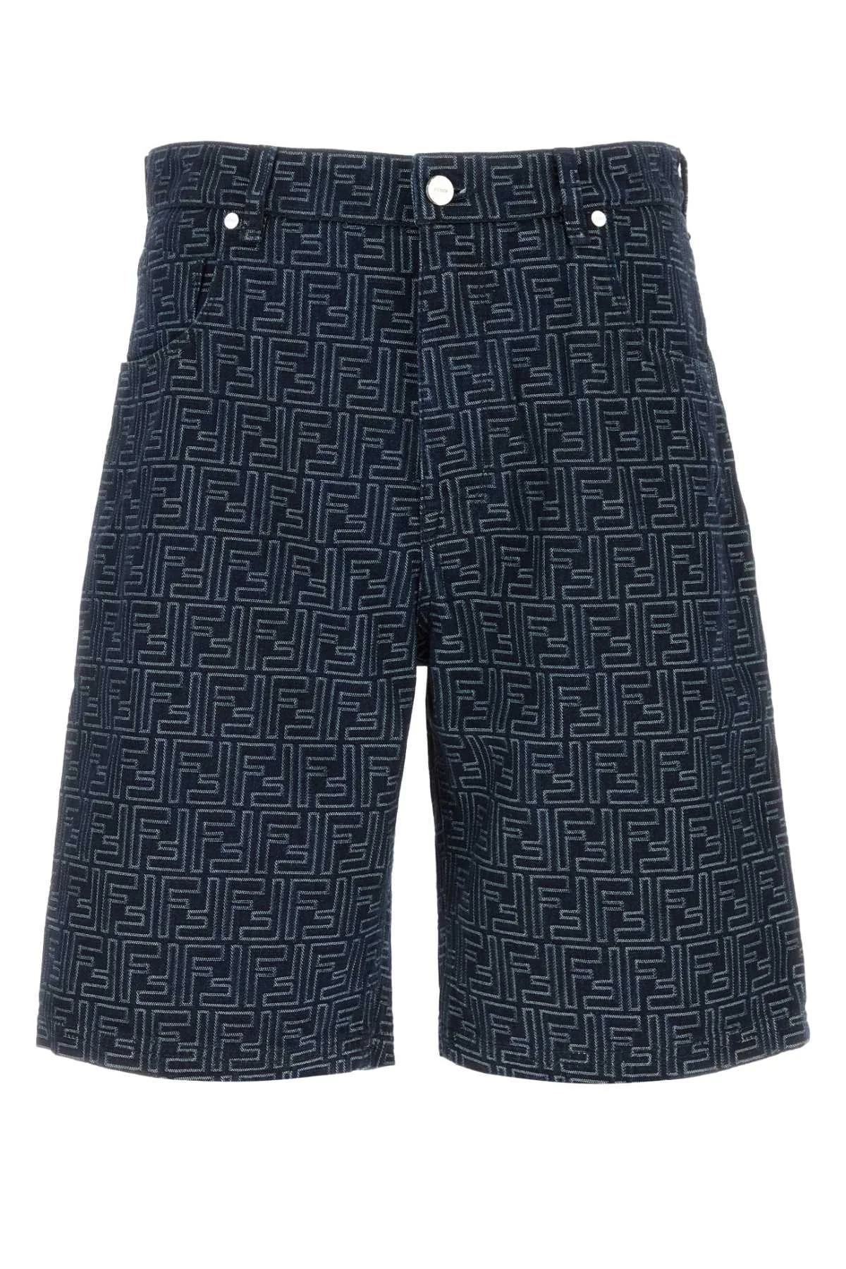 Fendi Men Embroidered Denim Bermuda Shorts - 1