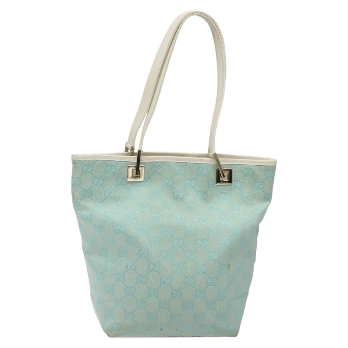 GUCCI GG Canvas Tote Bag Light Blue Gold 002 002 - 2
