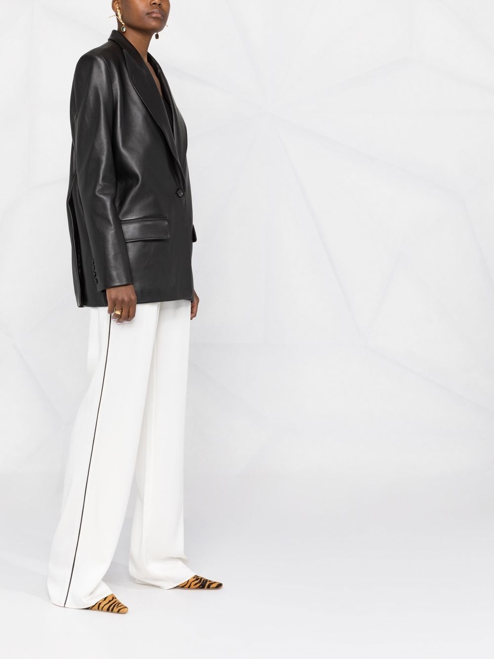 oversized leather blazer - 4