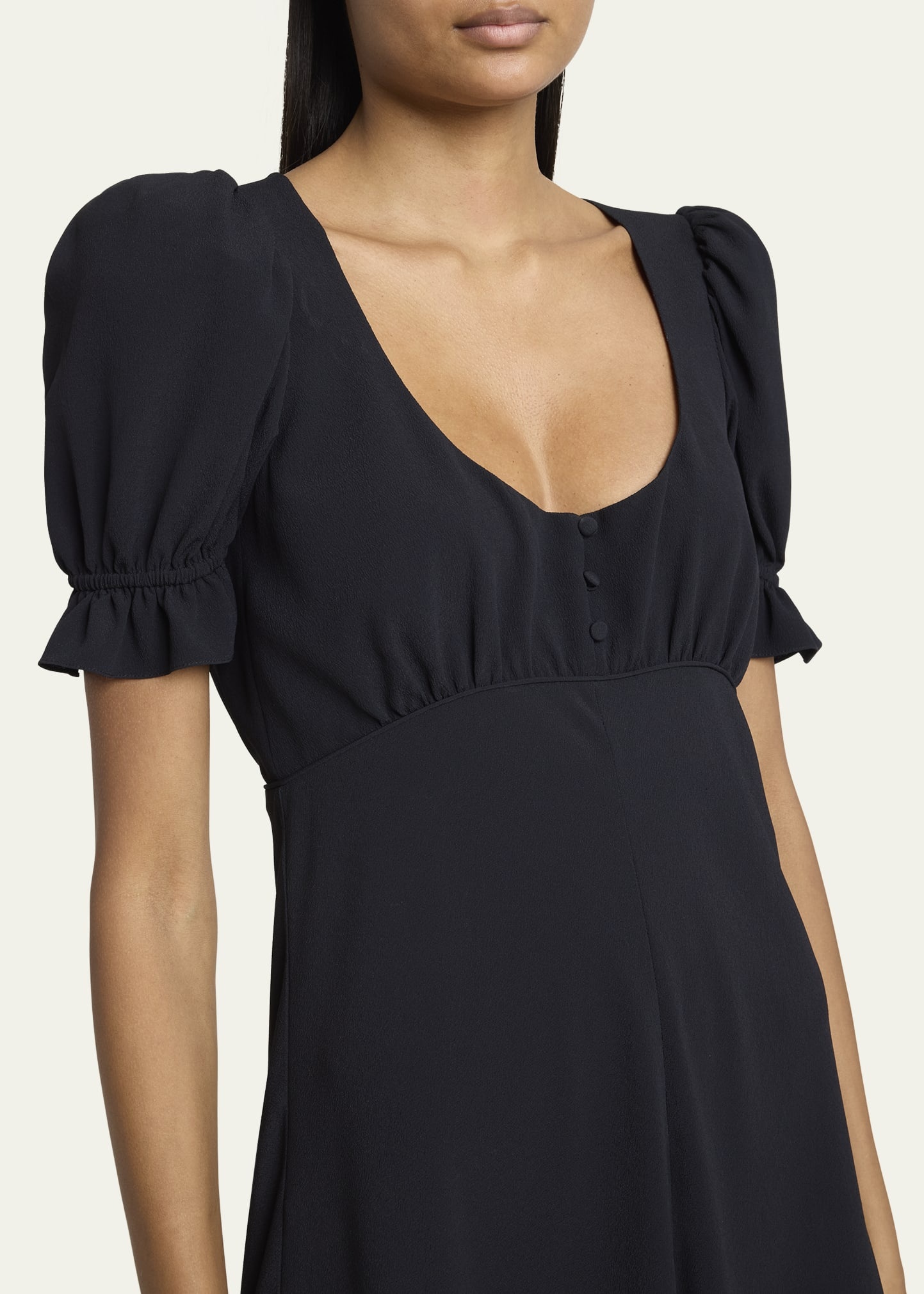 Empire-Waist Puff-Sleeve Ankle Dress - 5