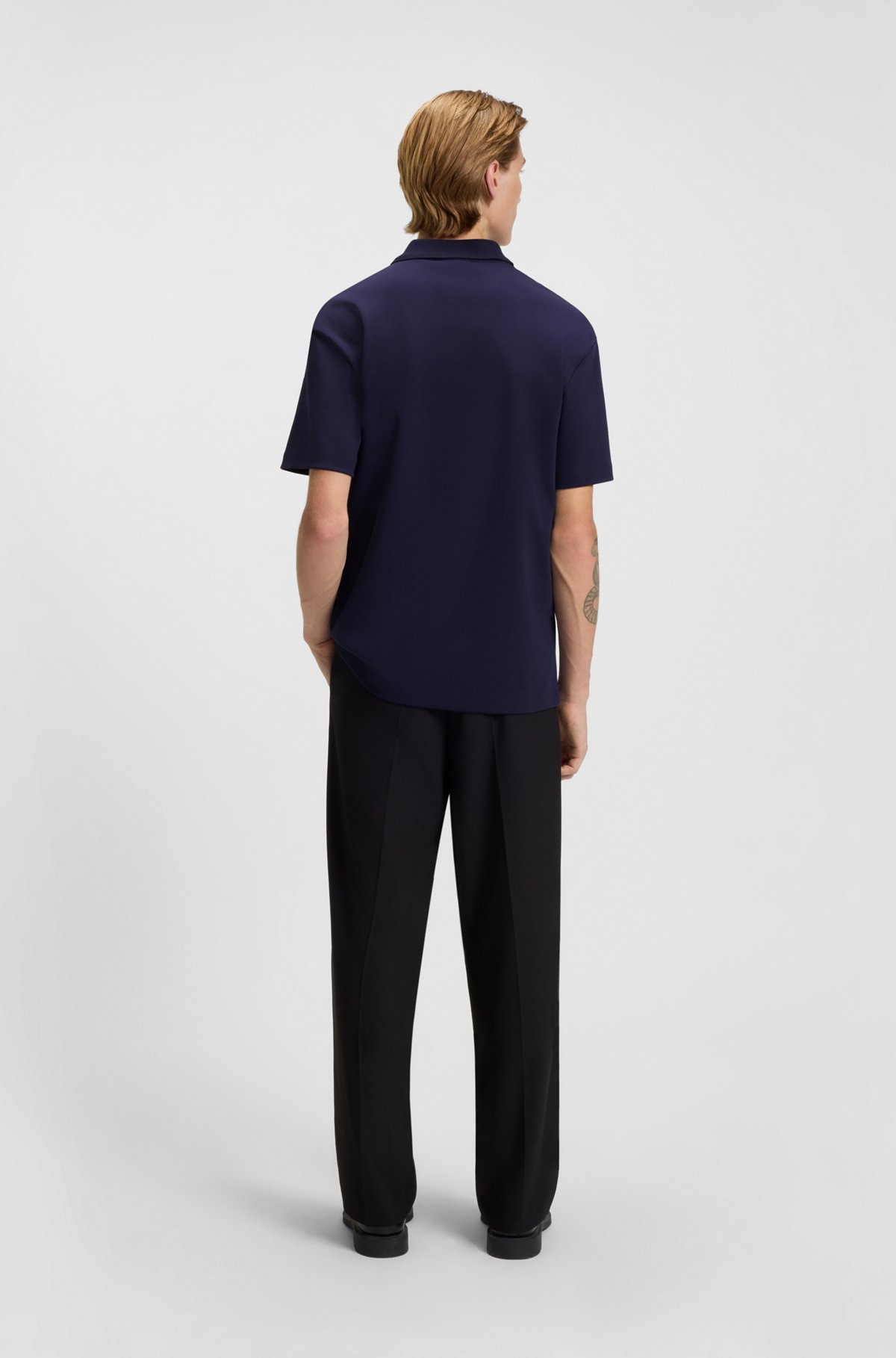 INTERLOCK-COTTON POLO SHIRT WITH STACKED LOGO - 5