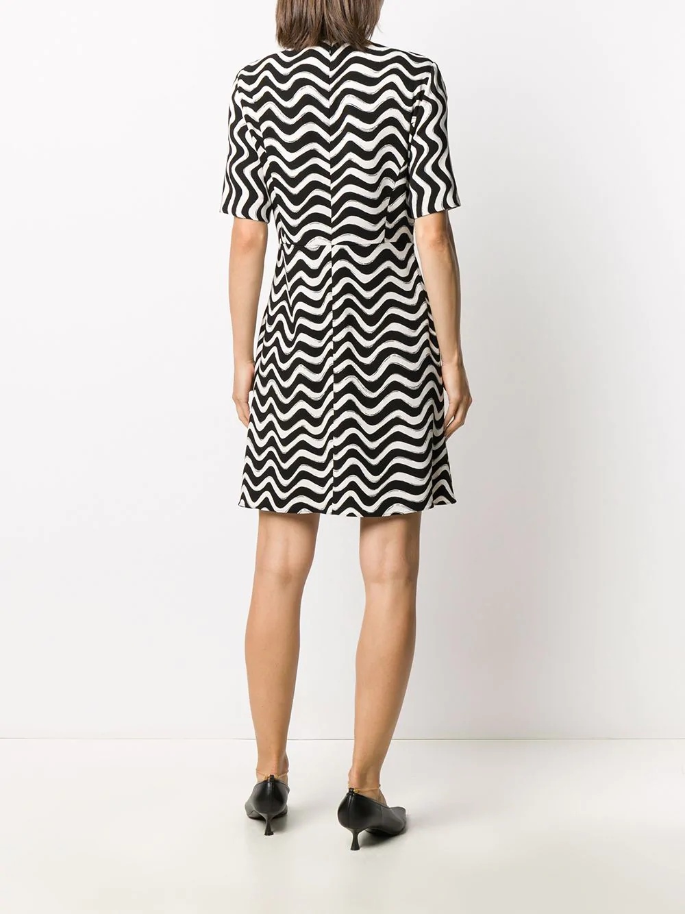 wave print short-sleeve dress - 4