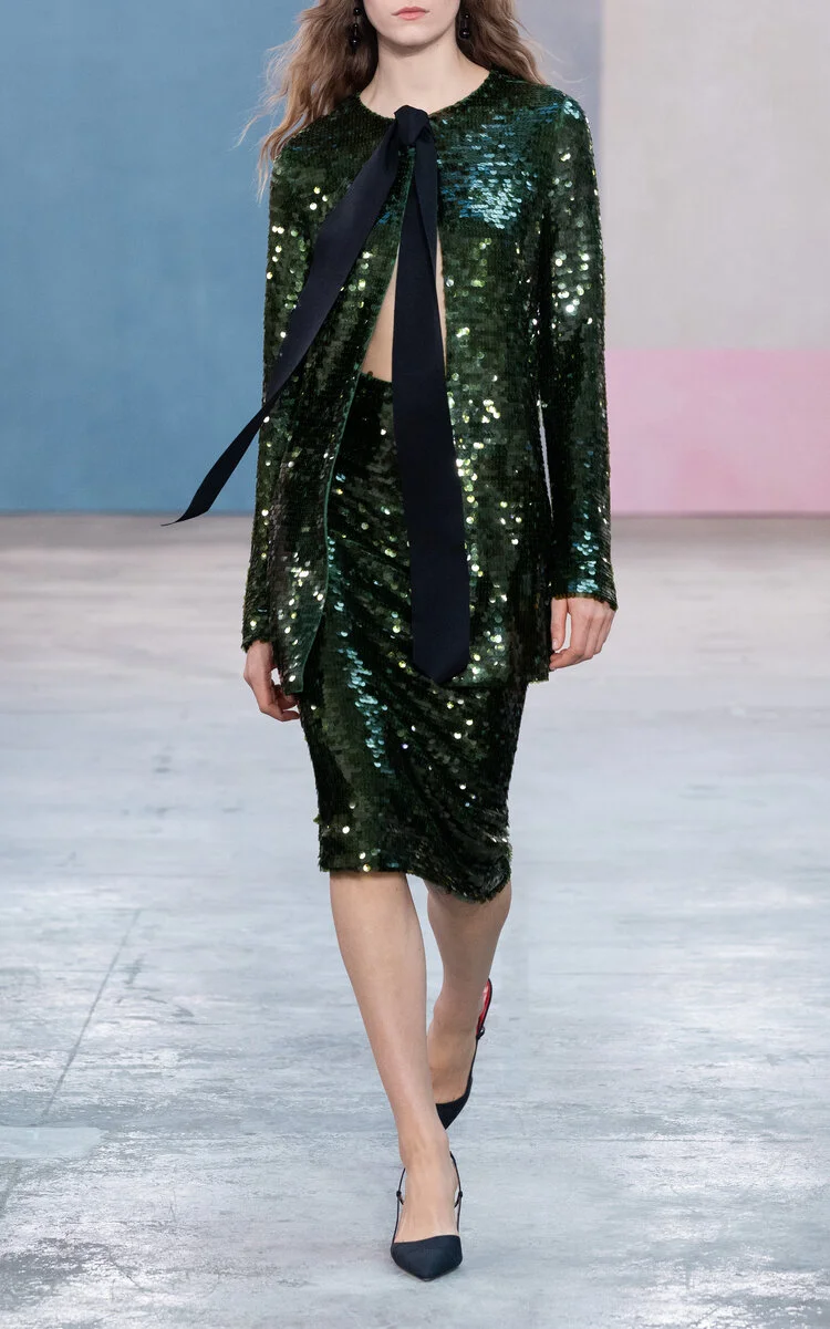 Signature Merino Sequin Cardigan green - 1