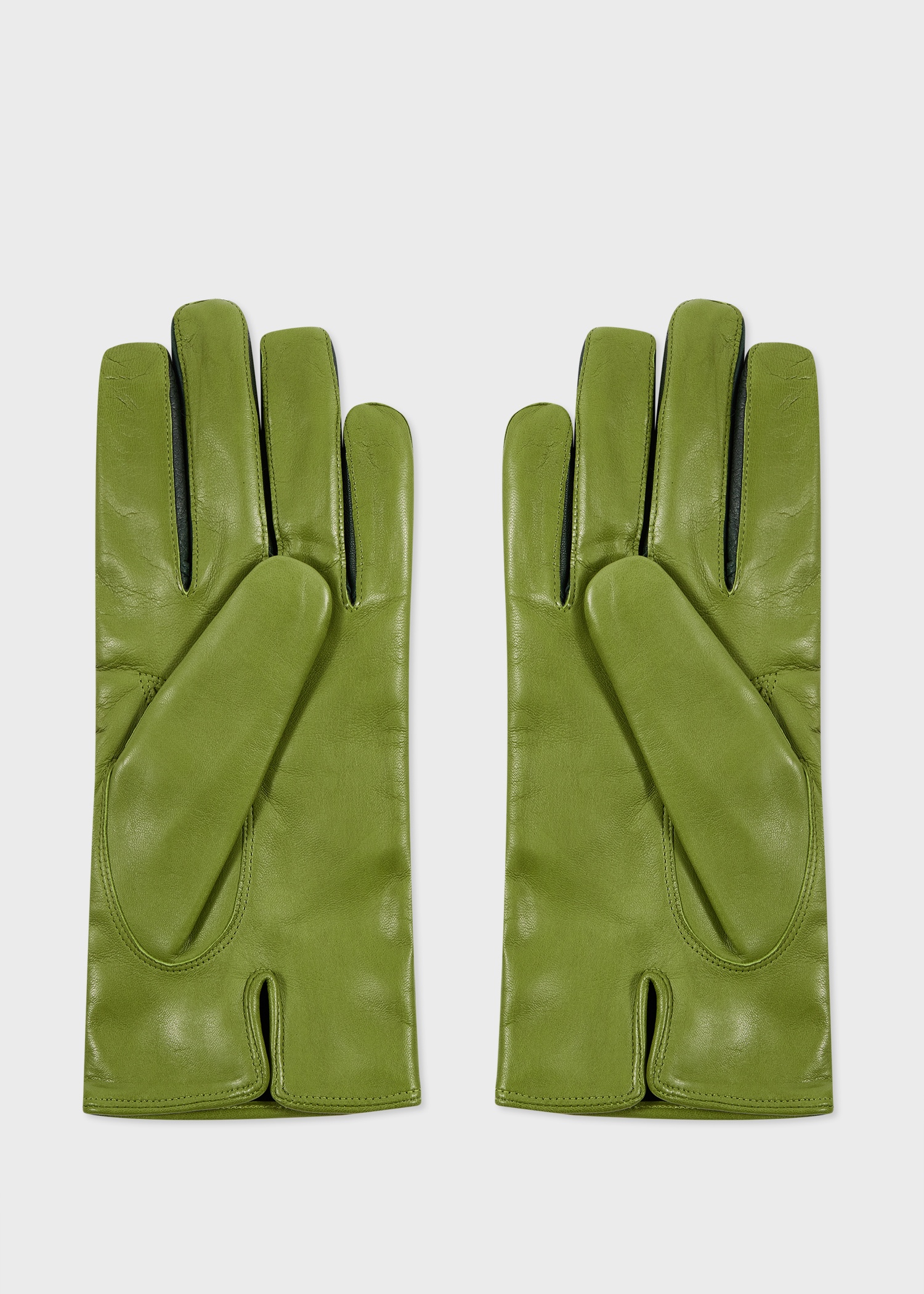 Lime Green Leather Gloves - 2