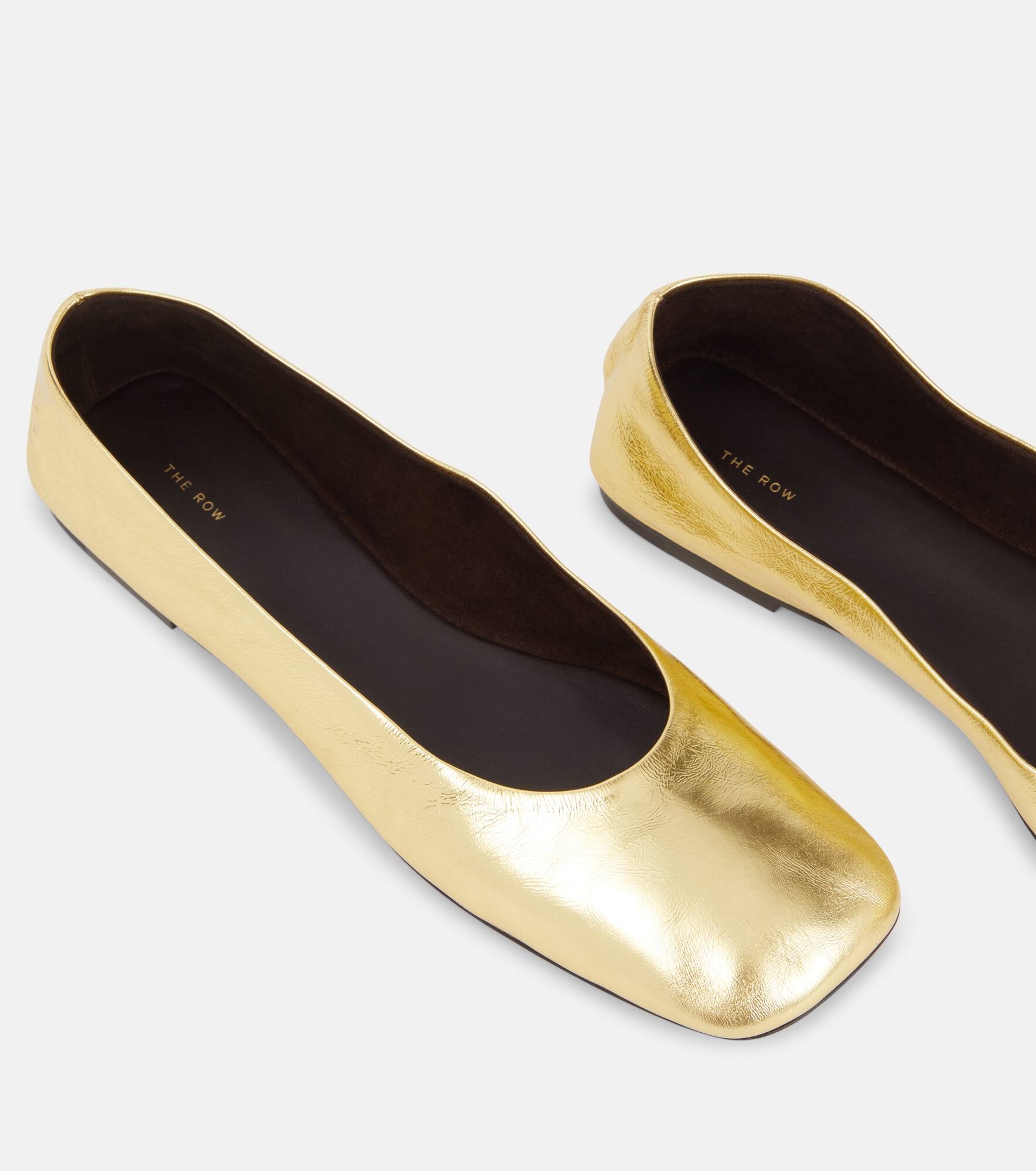 Square metallic leather ballet flats - 5
