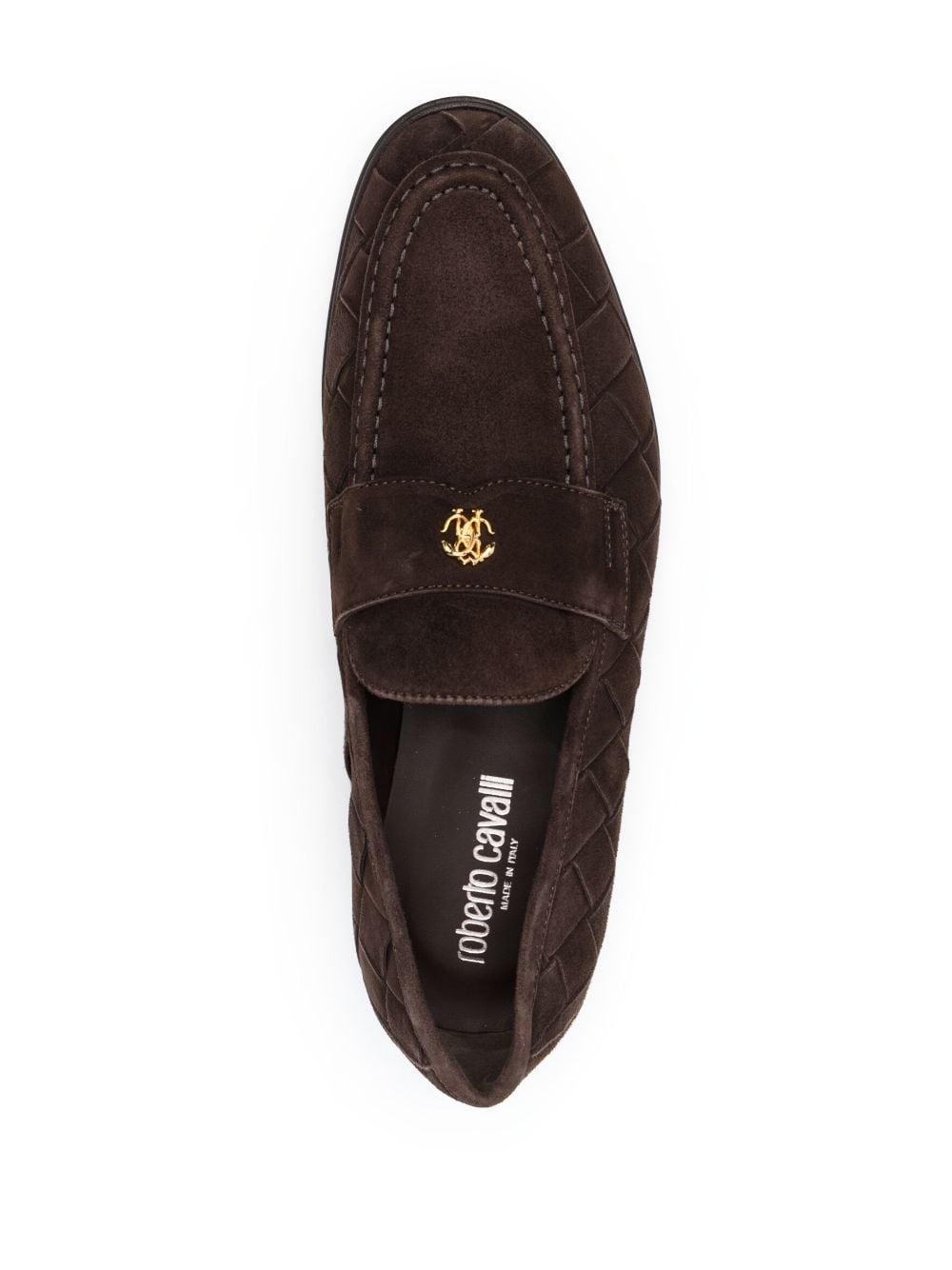 logo-plaque suede loafers - 4