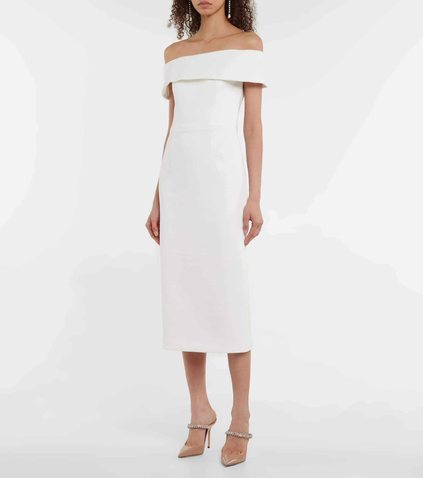 Bridal Amore off-shoulder crêpe midi dress - 2