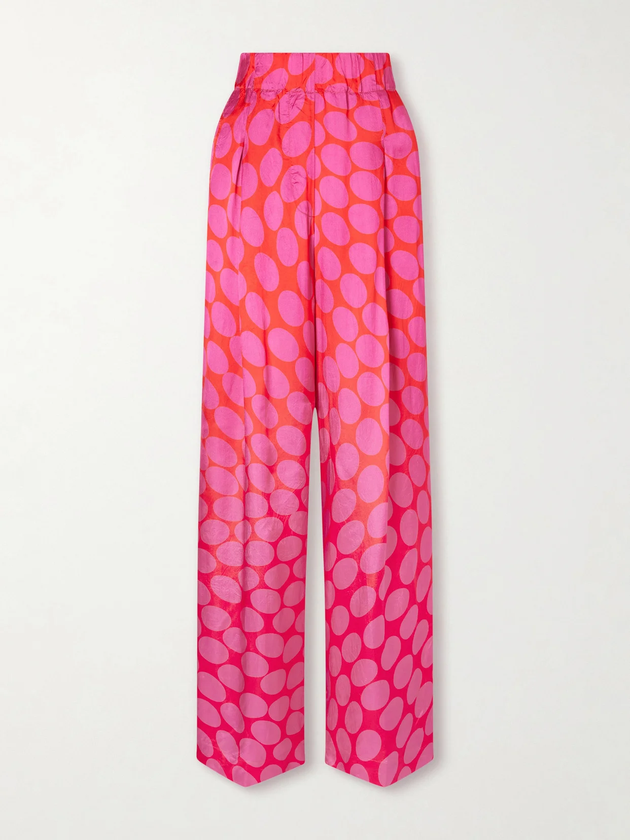 Dot-print Satin Wide-leg Pants - 1