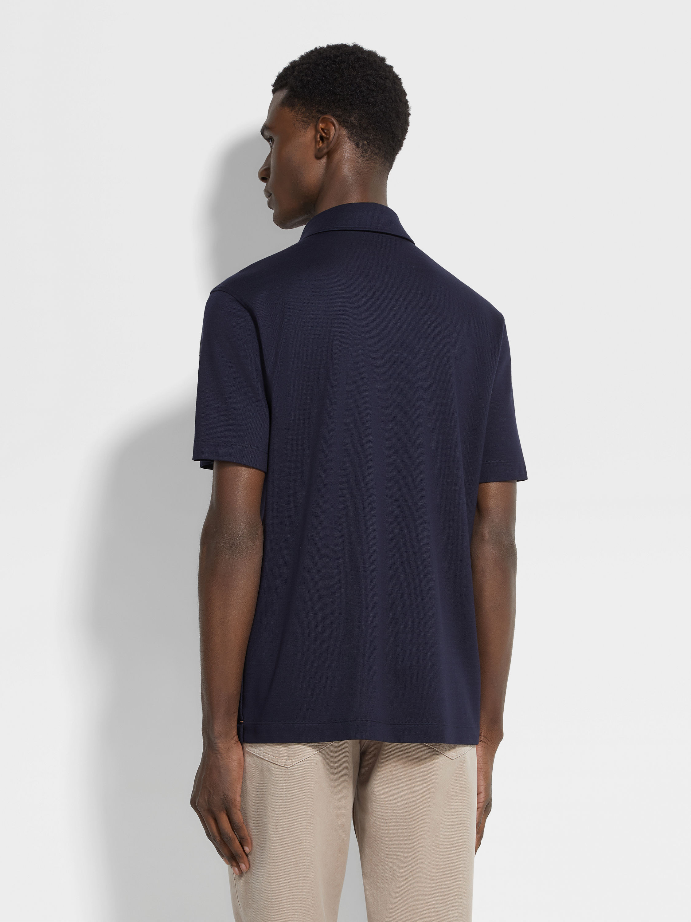 NAVY BLUE VELLUS AUREUM POLO SHIRT - 5