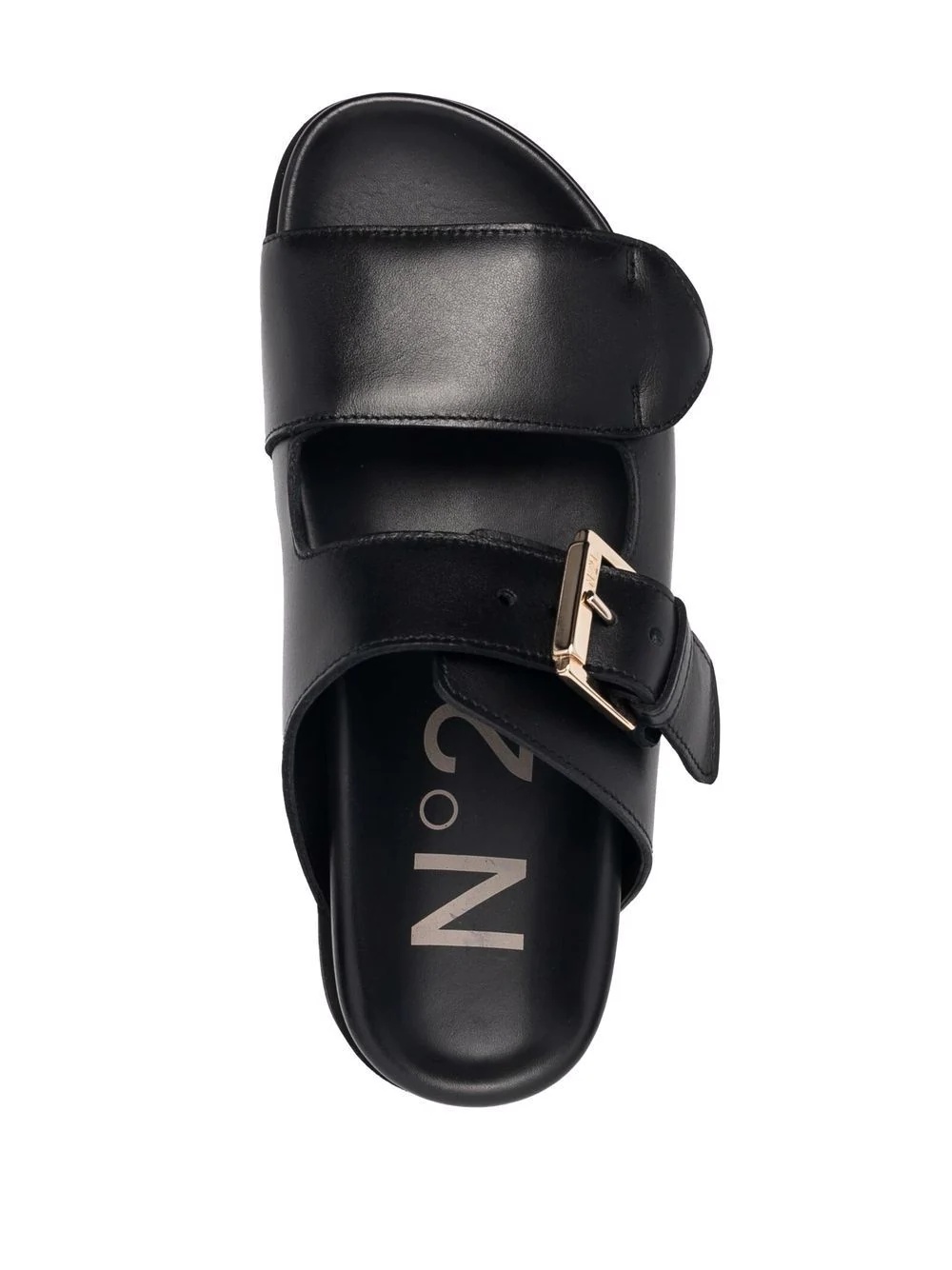 buckled leather slides - 4