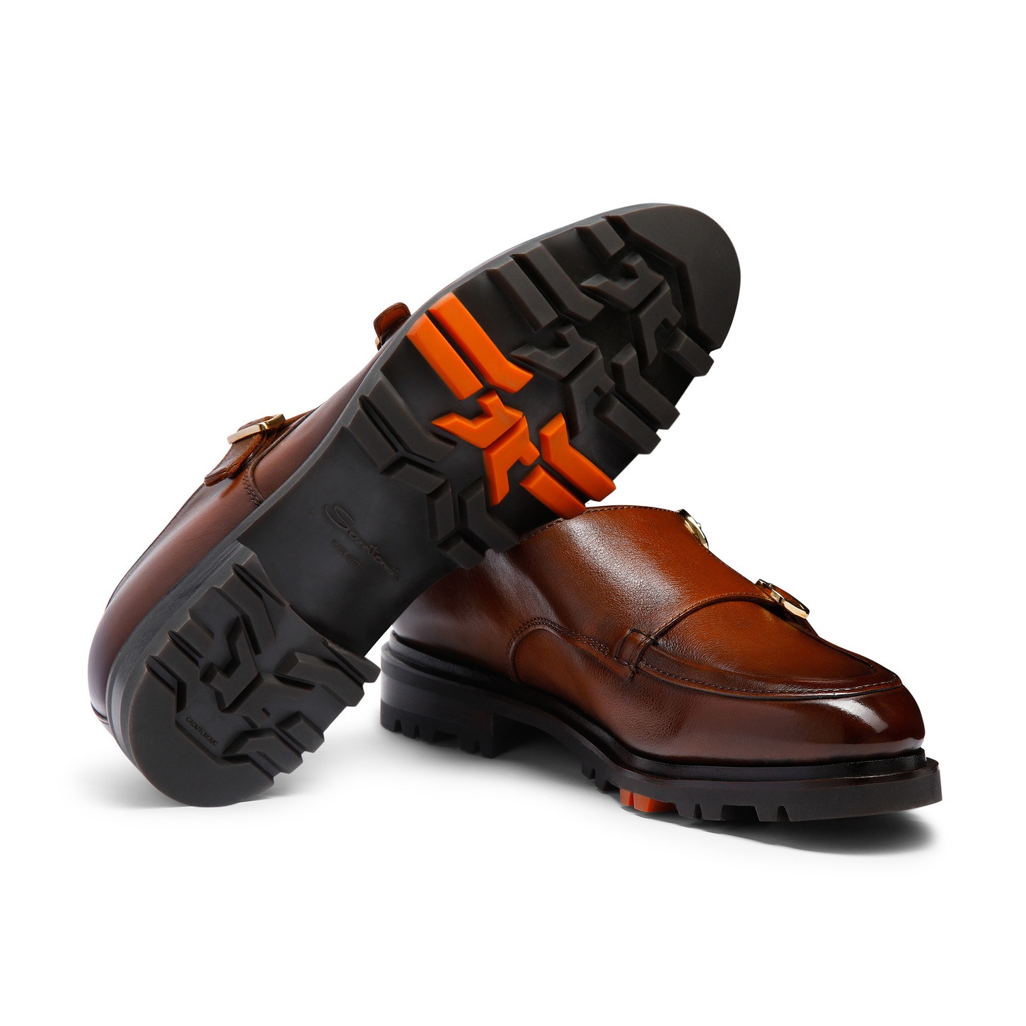 Men's brown leather double-buckle shoe - 4