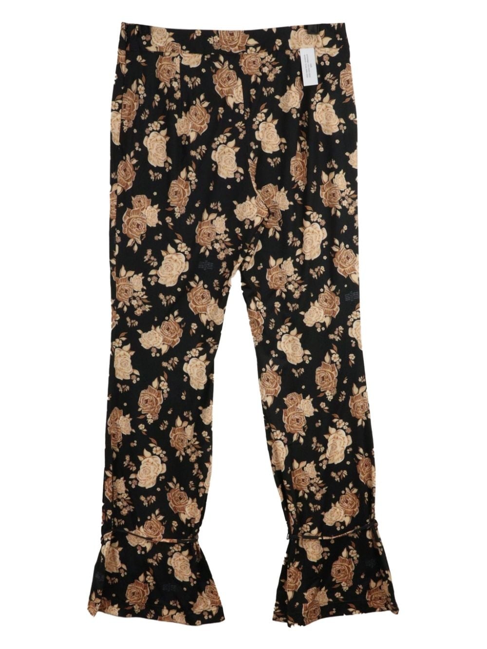 rose-print tied-hem trousers - 2
