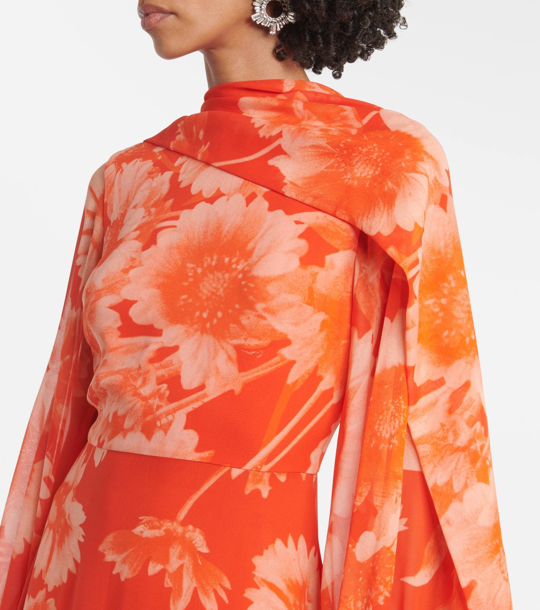 Caped floral silk gown - 4