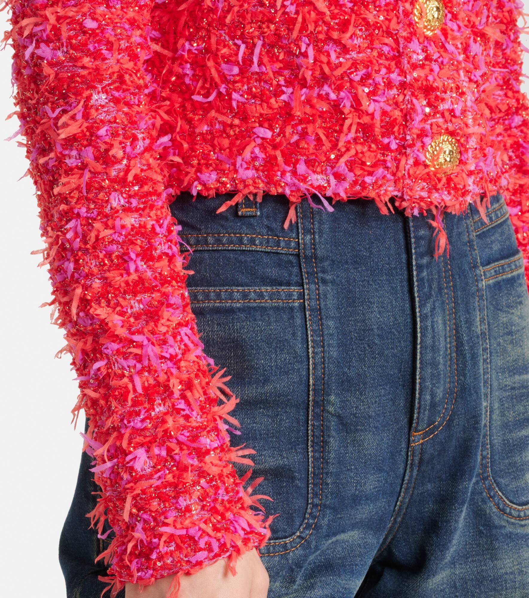 Sequined cropped tweed jacket - 5
