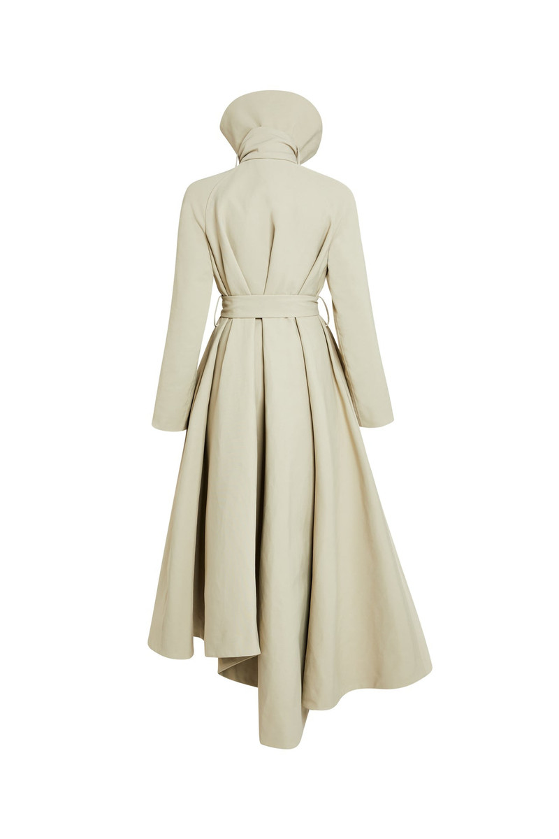 FLARED BELTED TRENCH COAT LIGHT KHAKI 5