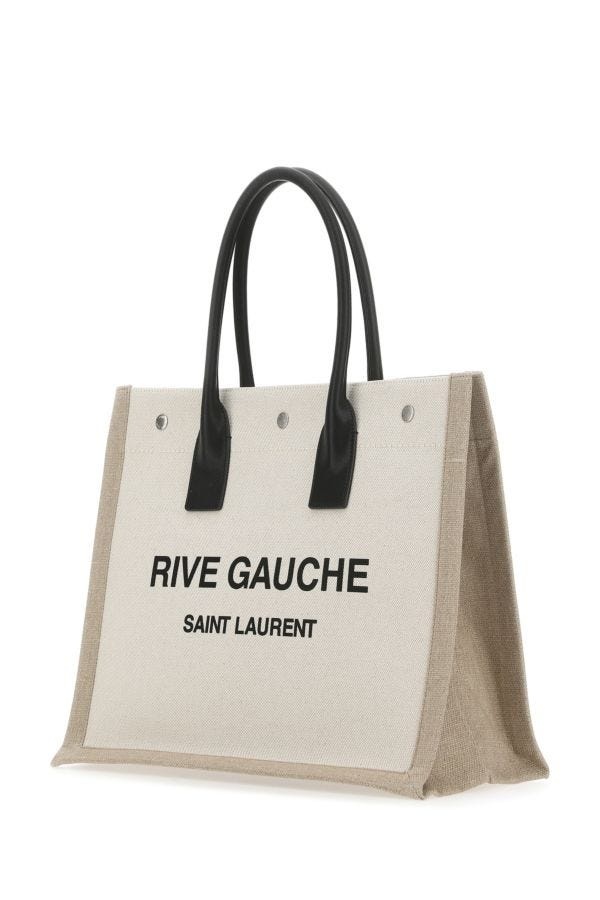 SAINT LAURENT Sand Canvas Small Rive Gauche Shopping Bag - 2