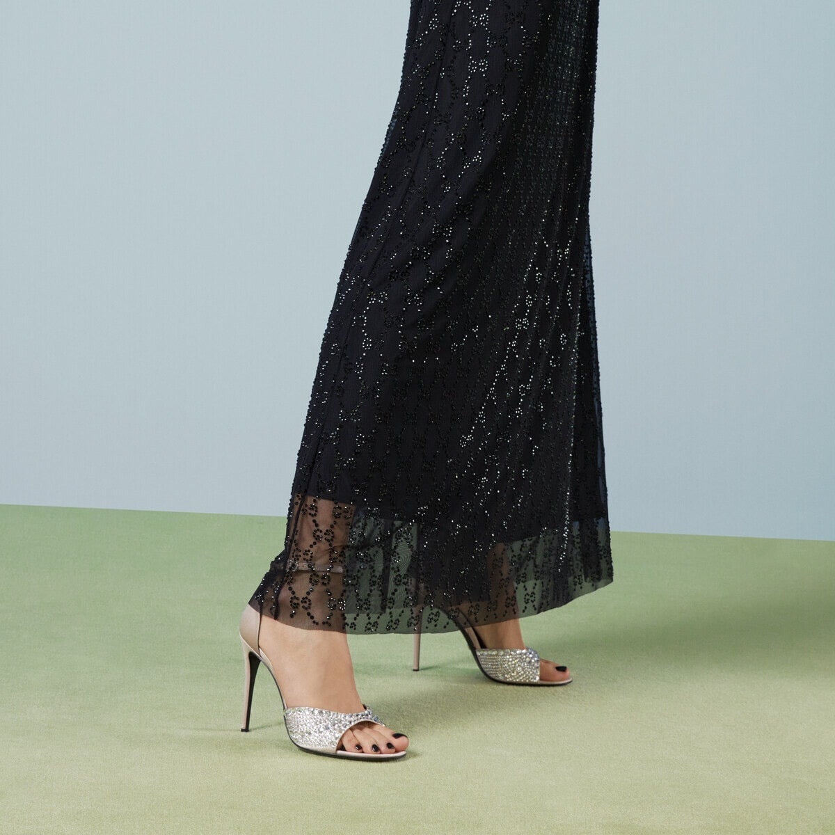 Gucci Double G Crystals High Heel Sandals - 4