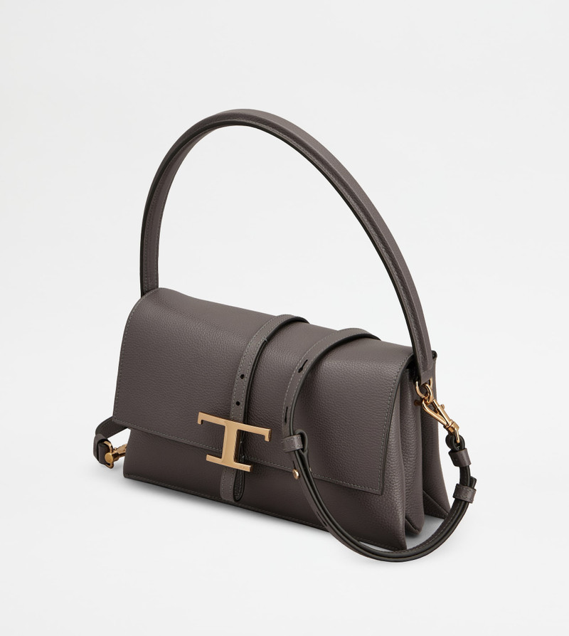 T TIMELESS FLAP BAG IN LEATHER MINI - GREY 6