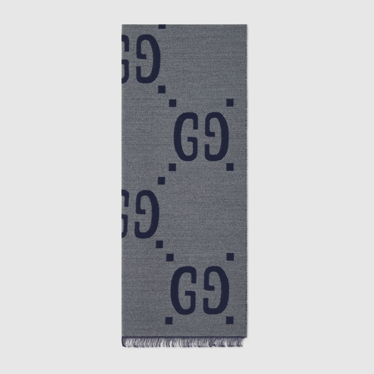 GG jacquard wool silk scarf - 1
