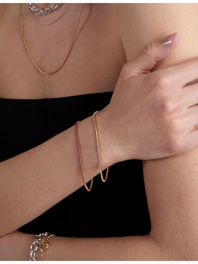 Tennis Chain 18ct Yellow Gold-Plated Brass Bracelet 3