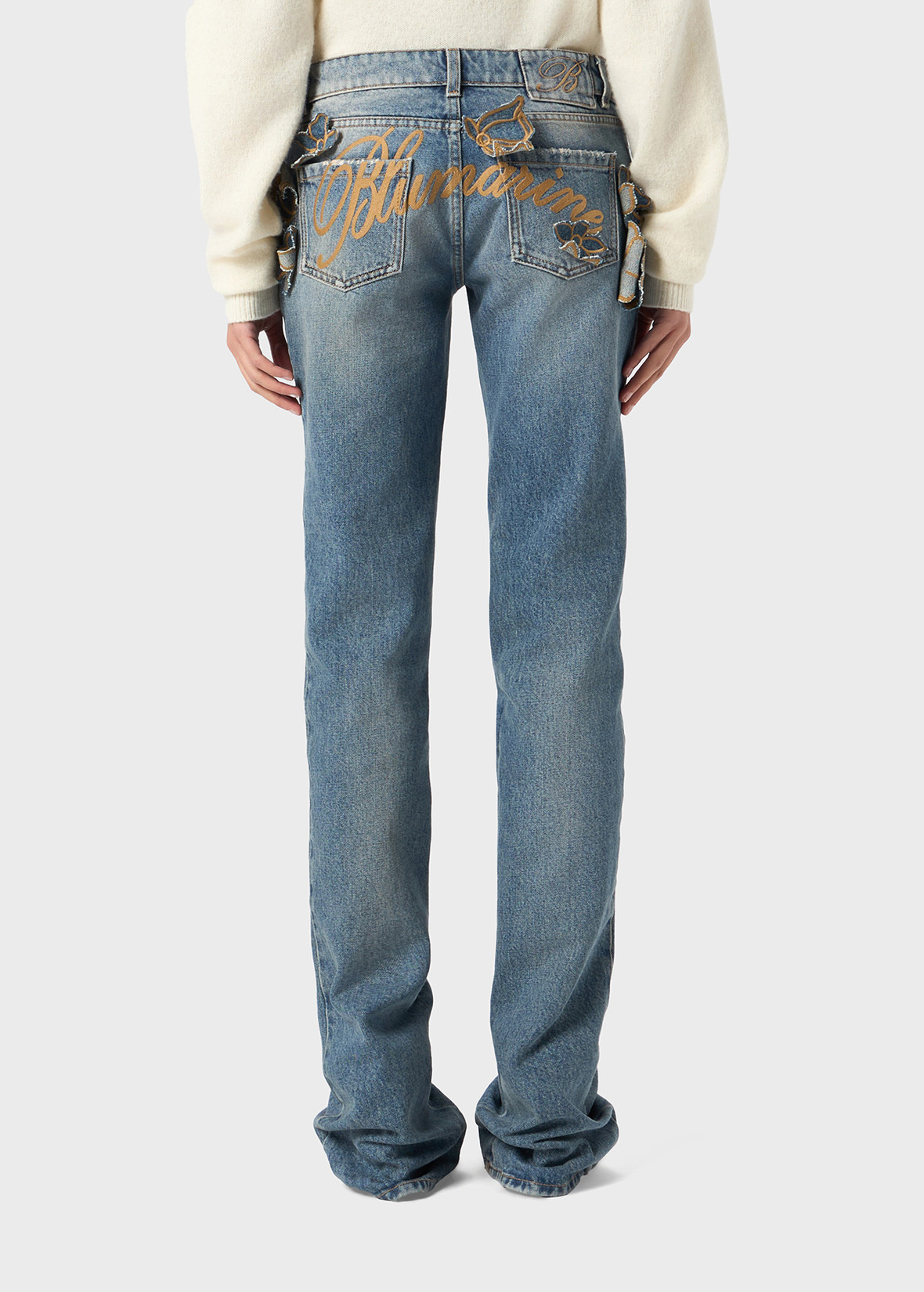 STRAIGHT LEG JEANS WITH LOGO EMBROIDERY - 4