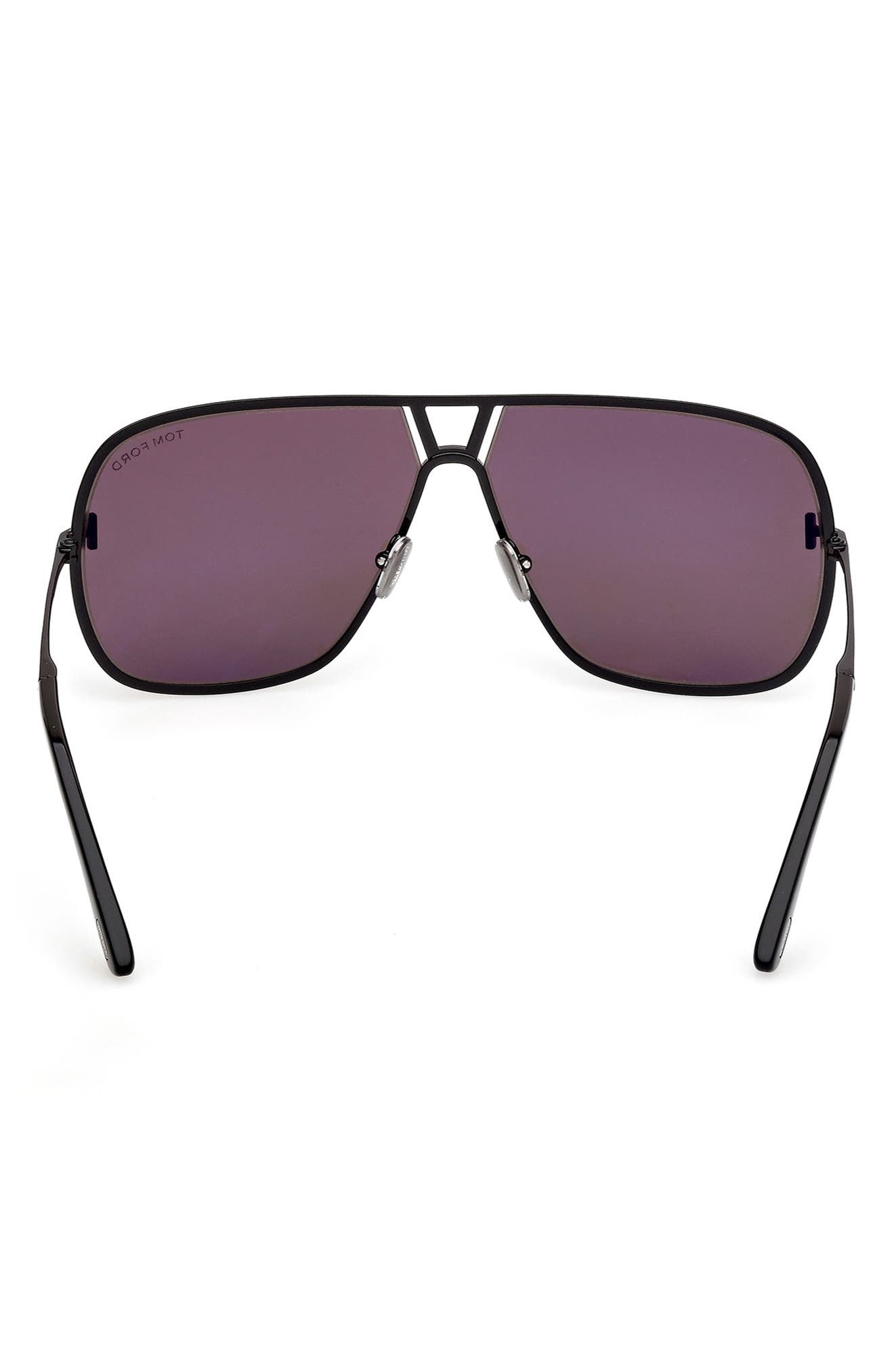 TOM FORD Stavros 63mm Oversize Navigator Sunglasses in Shiny Black /Smoke Lenses at Nordstrom - 4