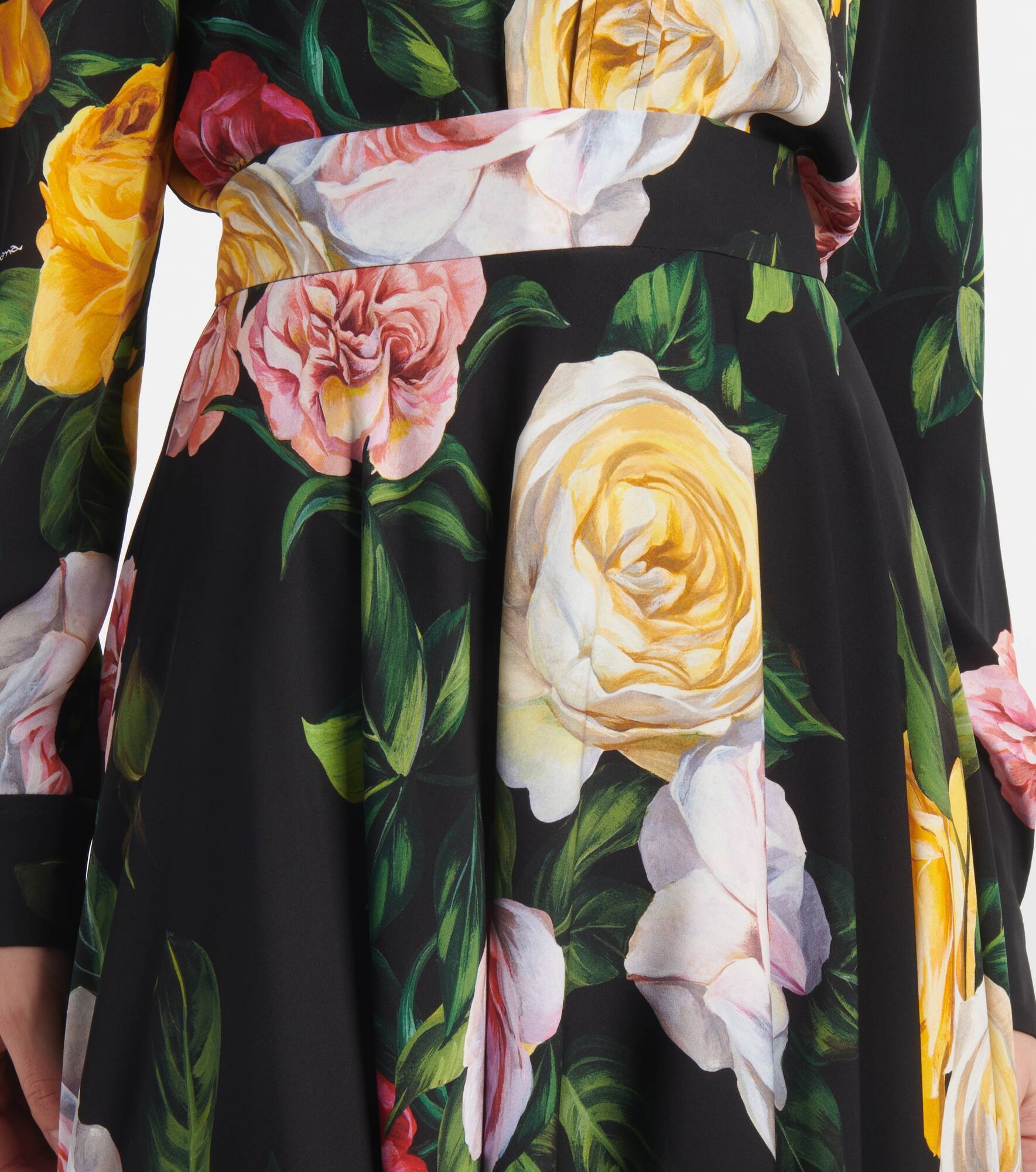 Floral silk-blend charmeuse midi skirt - 4