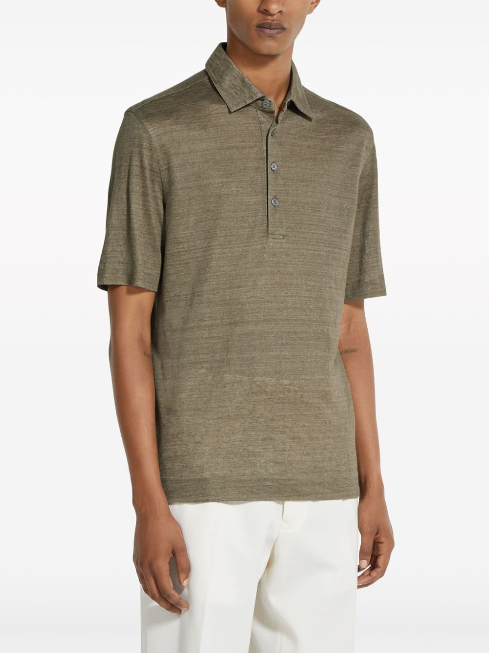 linen polo shirt - 2