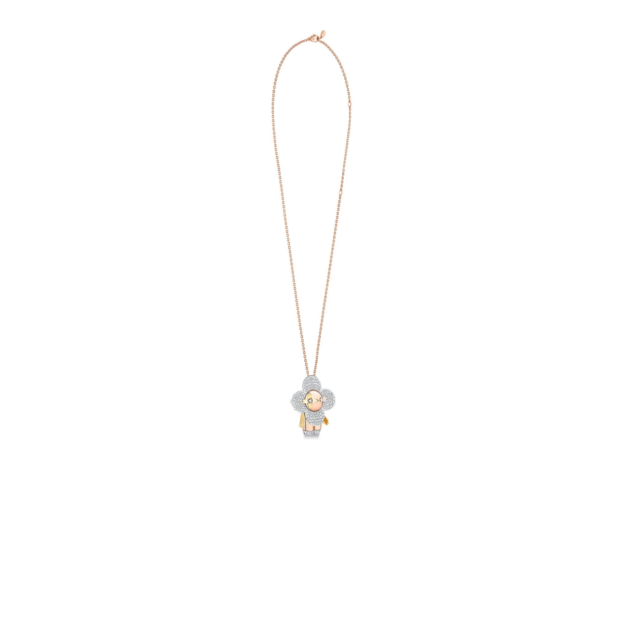 Vivienne large pendant, 3 golds & diamonds pavage - 3