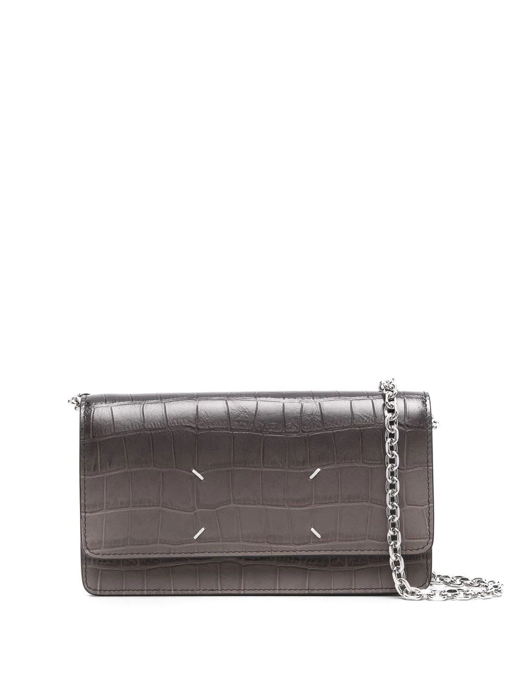 croco-embossed logo crossbody bag - 1